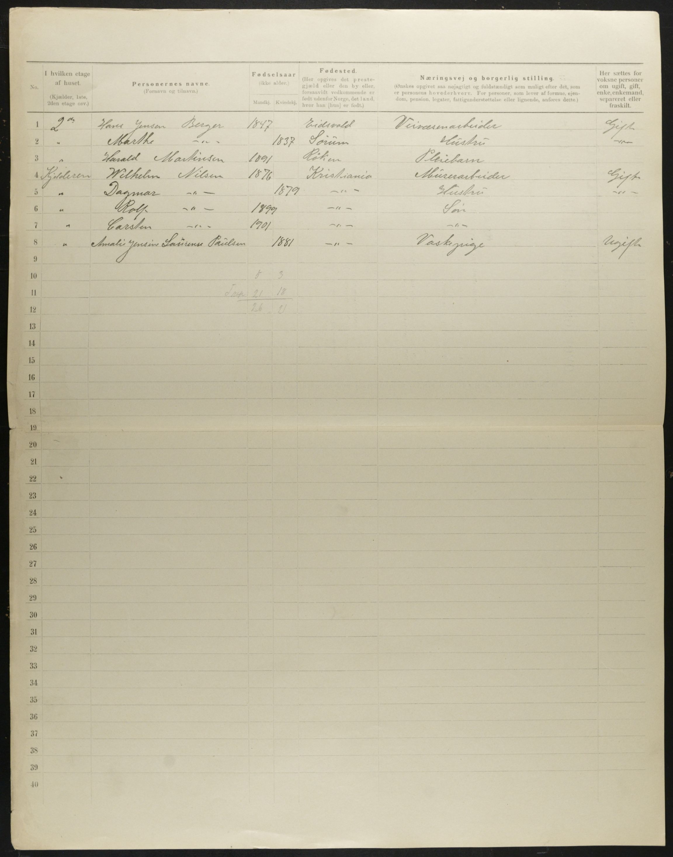 OBA, Municipal Census 1901 for Kristiania, 1901, p. 502