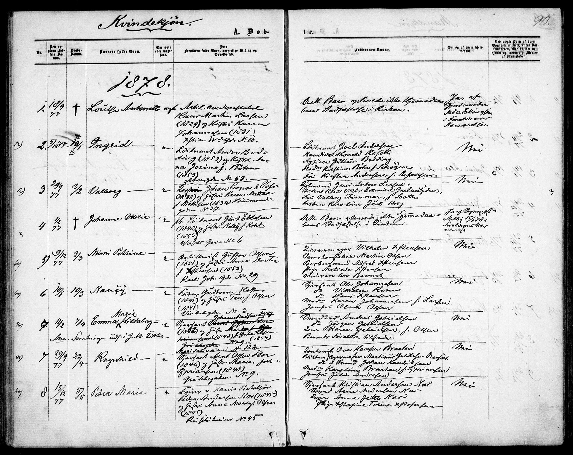 Garnisonsmenigheten Kirkebøker, SAO/A-10846/F/Fa/L0011: Parish register (official) no. 11, 1870-1880, p. 90