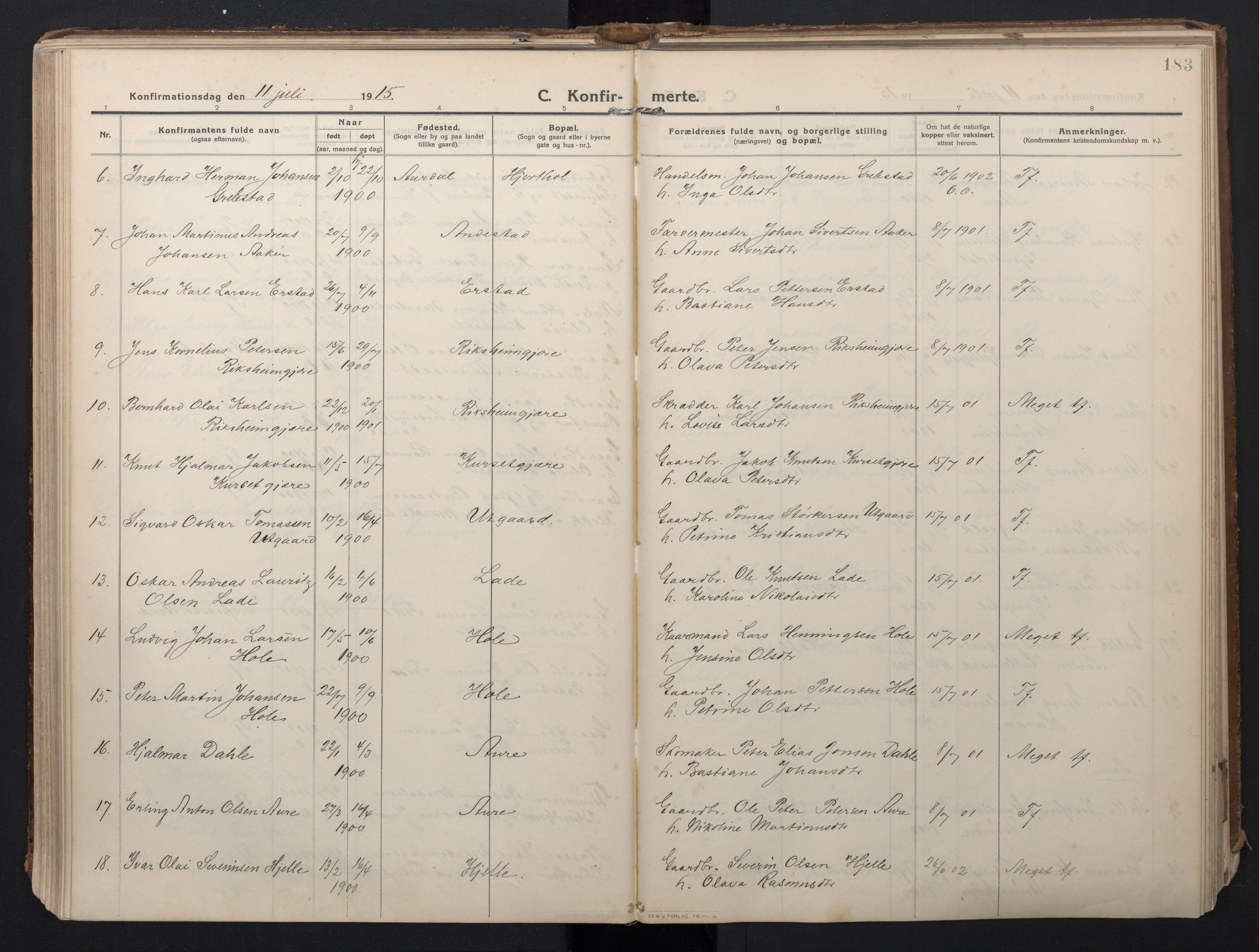 Ministerialprotokoller, klokkerbøker og fødselsregistre - Møre og Romsdal, AV/SAT-A-1454/523/L0337: Parish register (official) no. 523A04, 1911-1929, p. 183