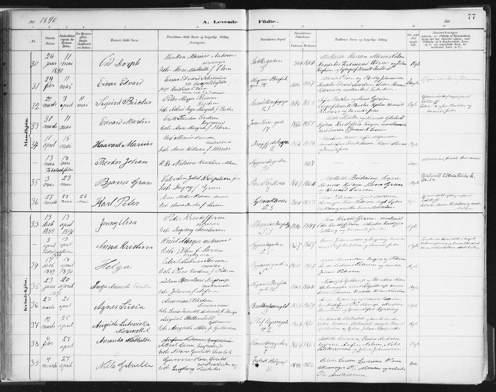 Johanneskirken sokneprestembete, AV/SAB-A-76001/H/Haa/L0001: Parish register (official) no. A 1, 1885-1900, p. 77