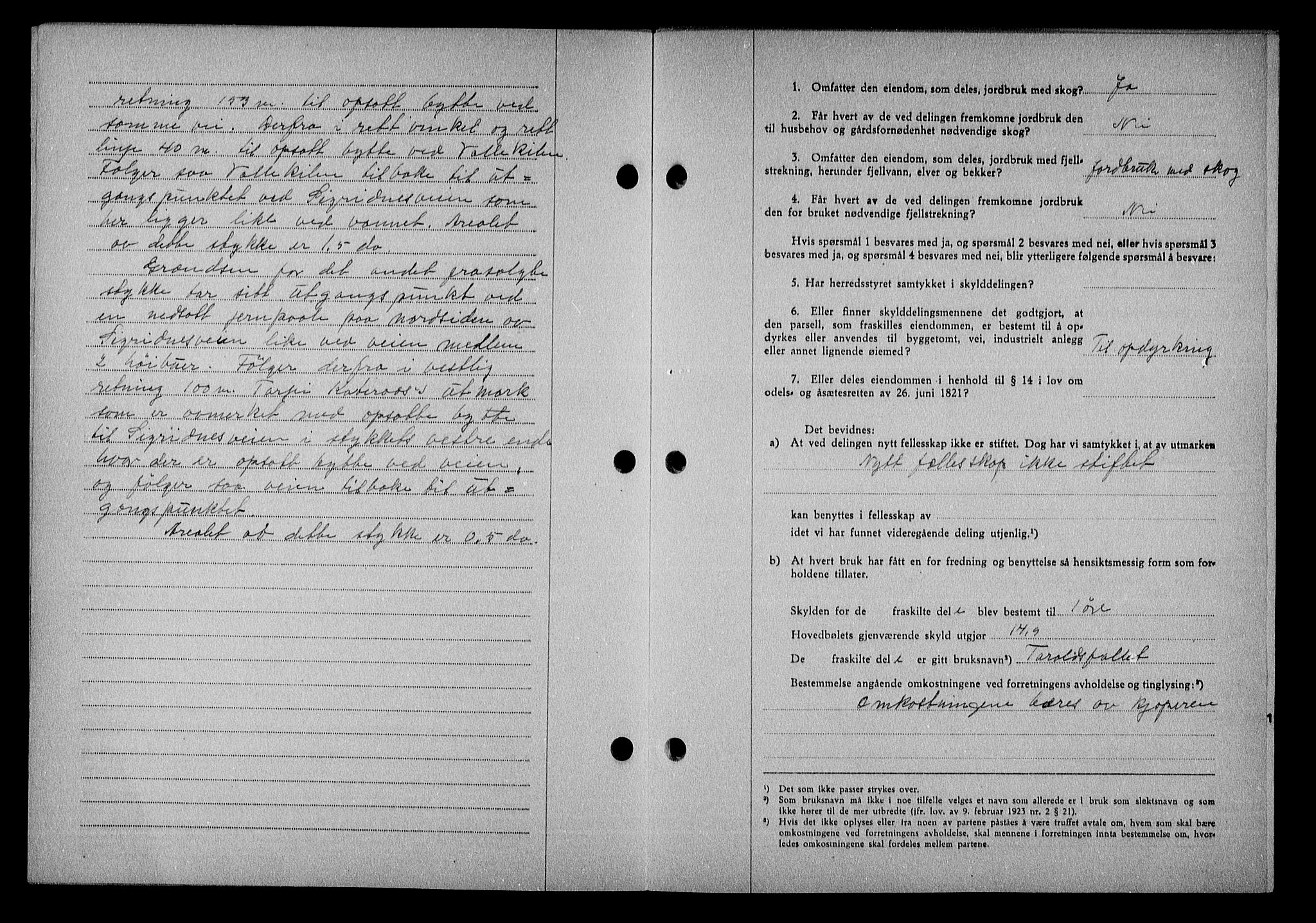 Nedenes sorenskriveri, AV/SAK-1221-0006/G/Gb/Gba/L0051: Mortgage book no. A-V, 1943-1944, Diary no: : 535/1944