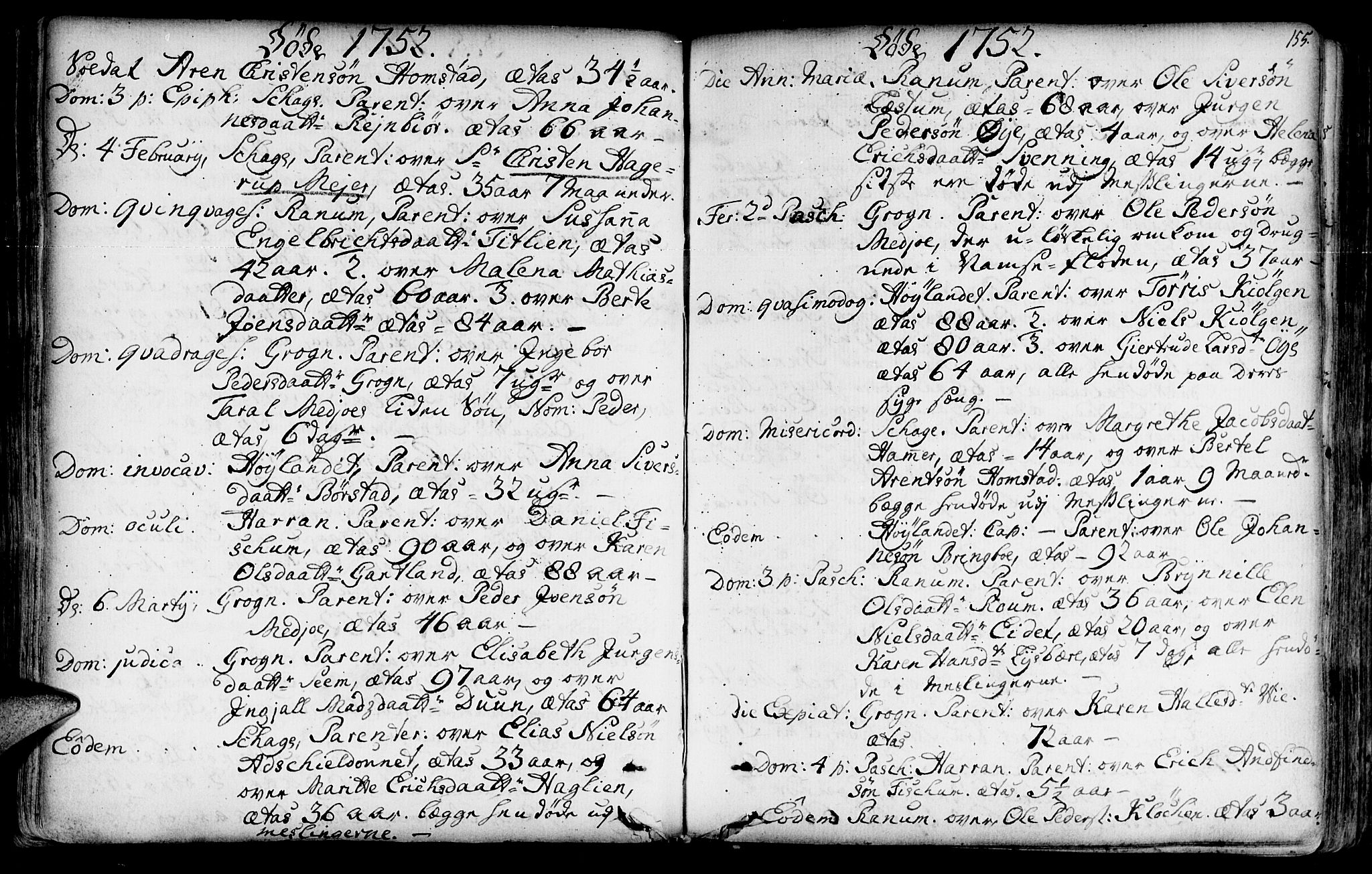 Ministerialprotokoller, klokkerbøker og fødselsregistre - Nord-Trøndelag, SAT/A-1458/764/L0542: Parish register (official) no. 764A02, 1748-1779, p. 155