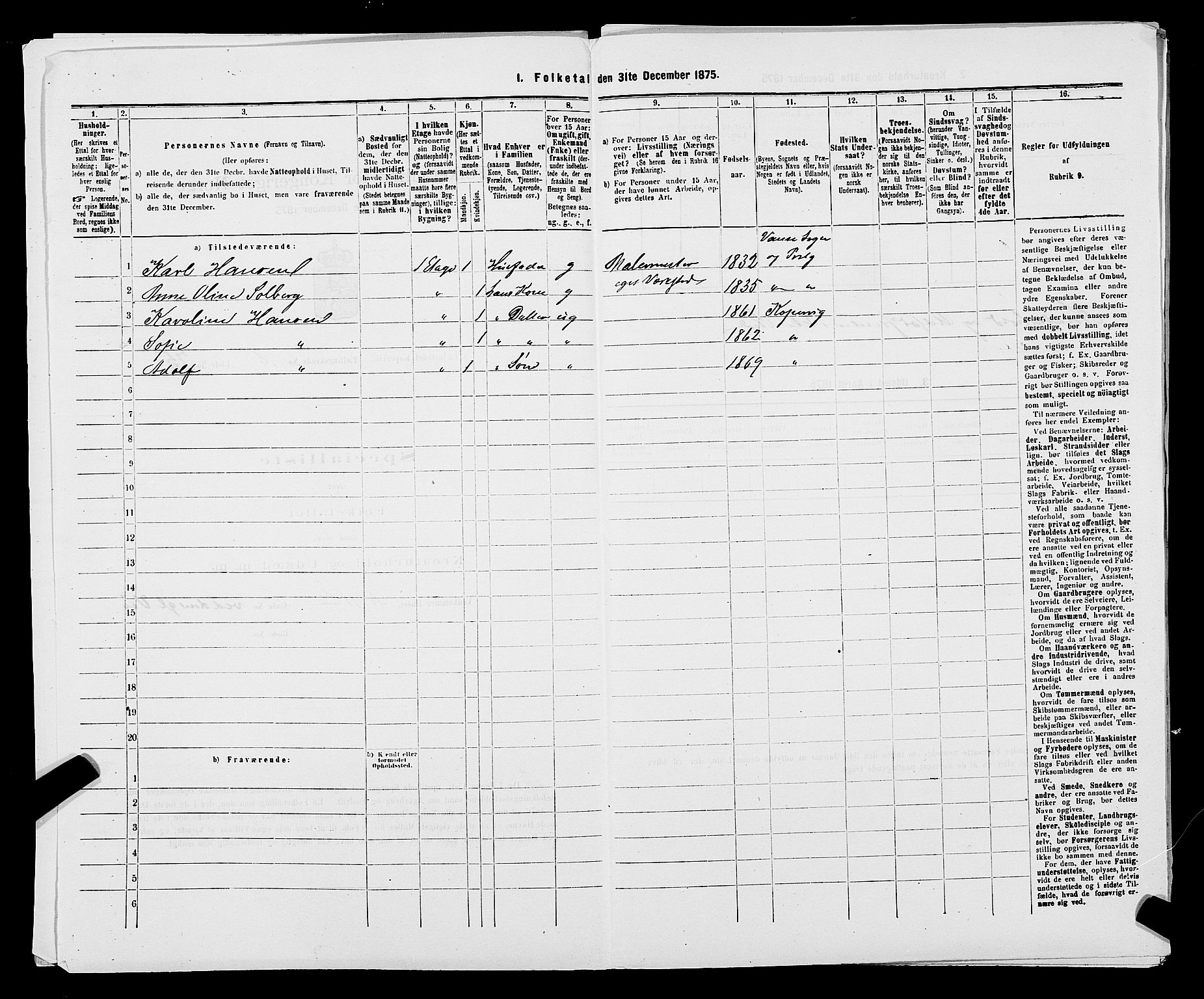 SAST, 1875 census for 1105B Avaldsnes/Kopervik, 1875, p. 150