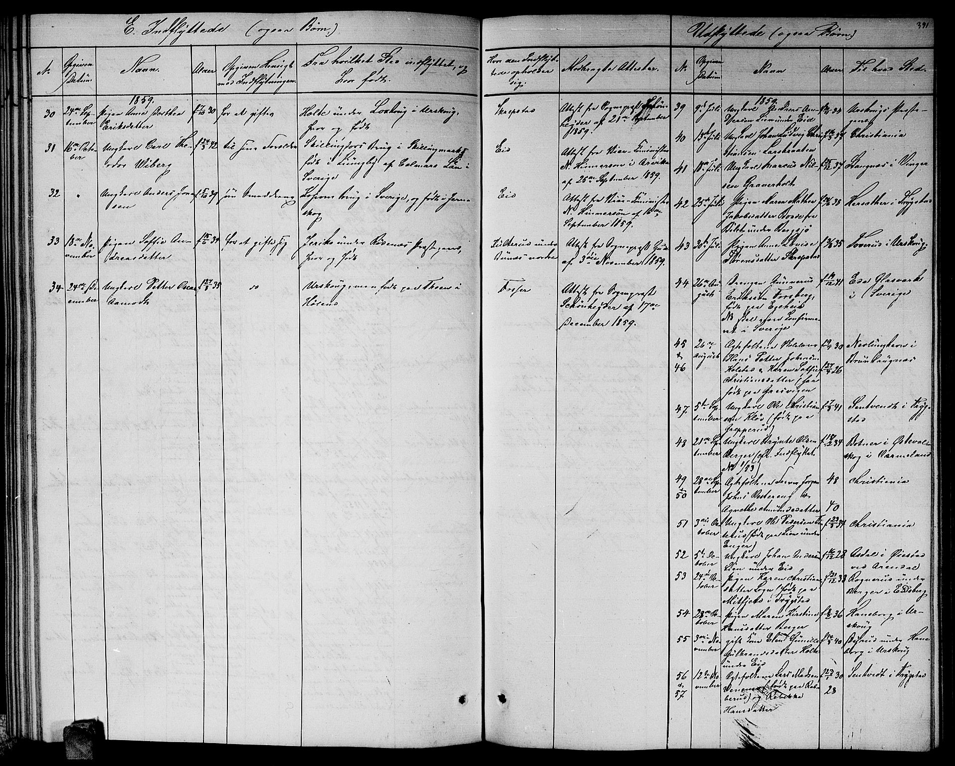 Høland prestekontor Kirkebøker, SAO/A-10346a/G/Ga/L0004: Parish register (copy) no. I 4, 1854-1862, p. 391