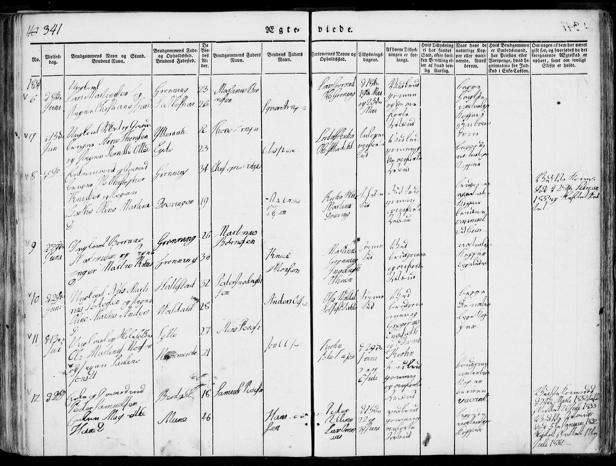 Ministerialprotokoller, klokkerbøker og fødselsregistre - Møre og Romsdal, SAT/A-1454/519/L0248: Parish register (official) no. 519A07, 1829-1860, p. 341