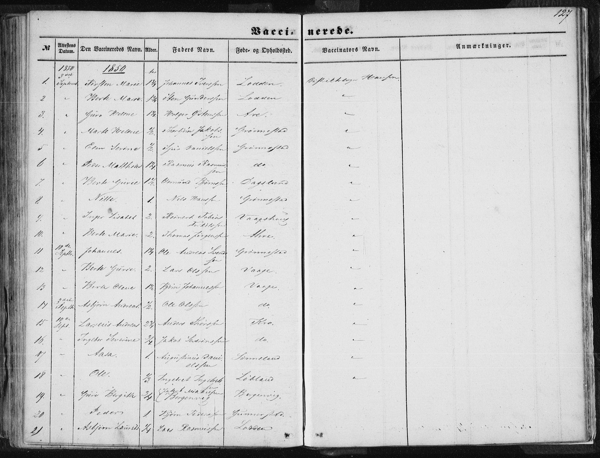 Tysvær sokneprestkontor, SAST/A -101864/H/Ha/Haa/L0002: Parish register (official) no. A 2, 1847-1856, p. 127
