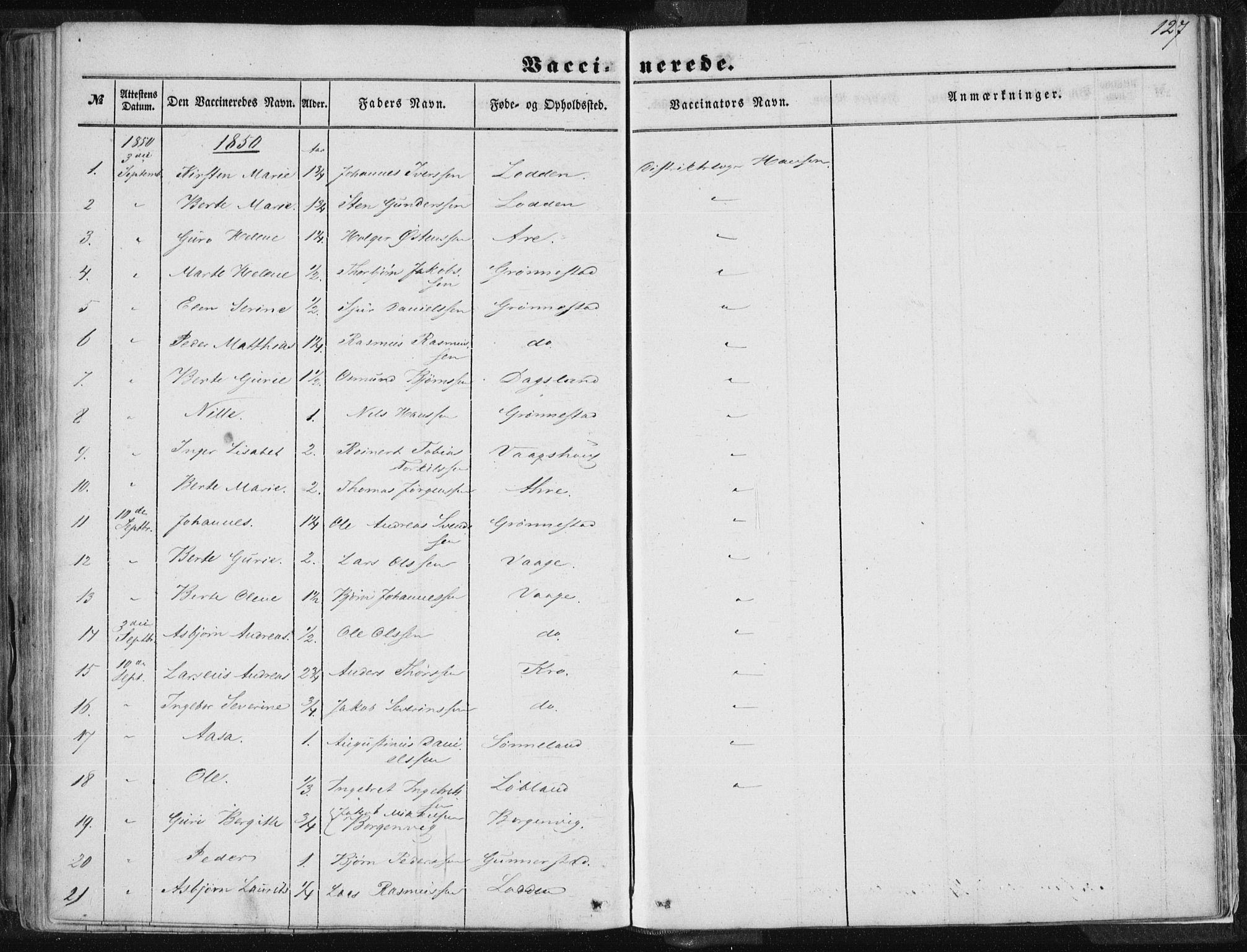 Tysvær sokneprestkontor, AV/SAST-A -101864/H/Ha/Haa/L0002: Parish register (official) no. A 2, 1847-1856, p. 127