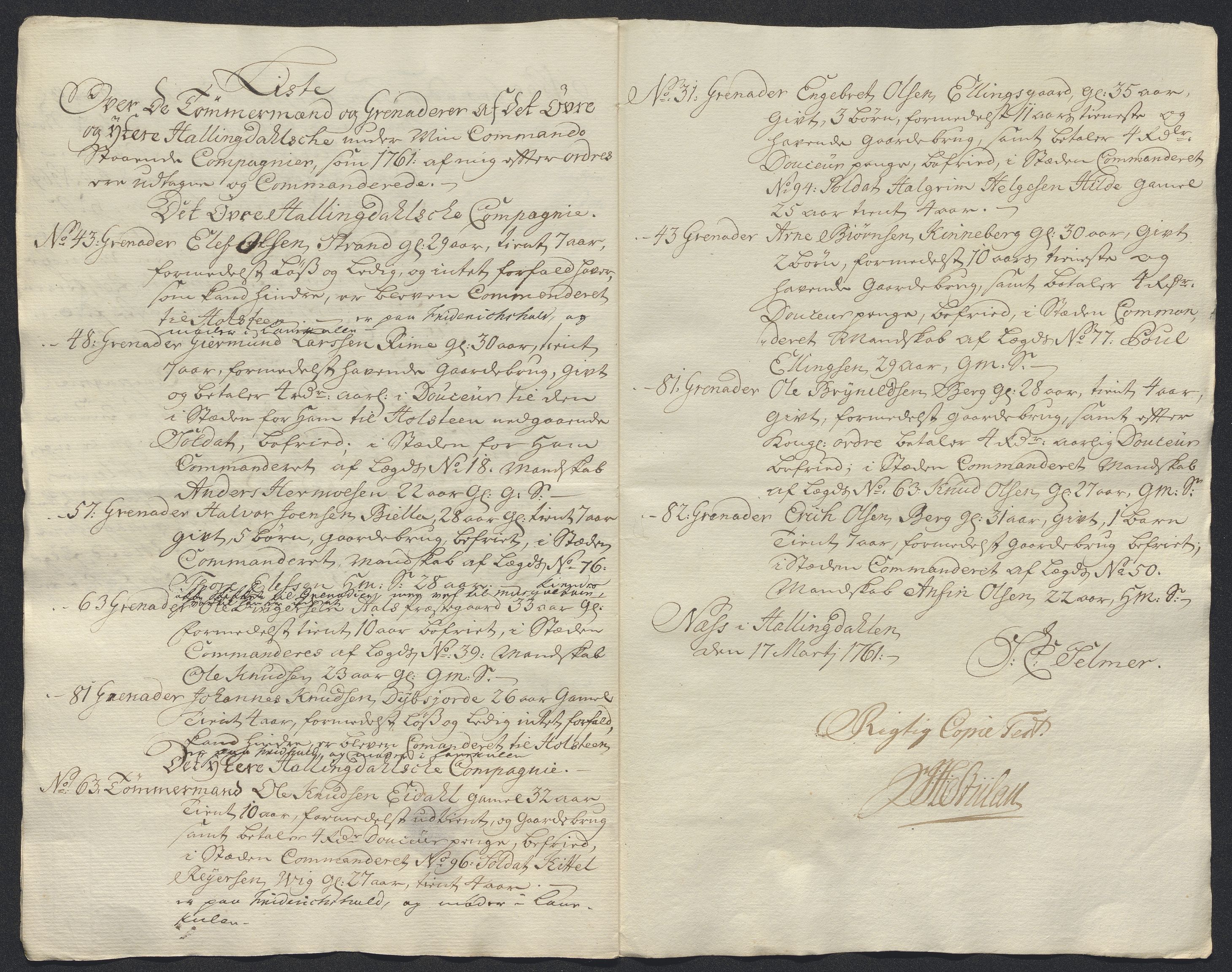 Kommanderende general (KG I) med Det norske krigsdirektorium, AV/RA-EA-5419/E/Ec/L0021: Ruller over nedkommanderte mannskap, 1758-1762, p. 573