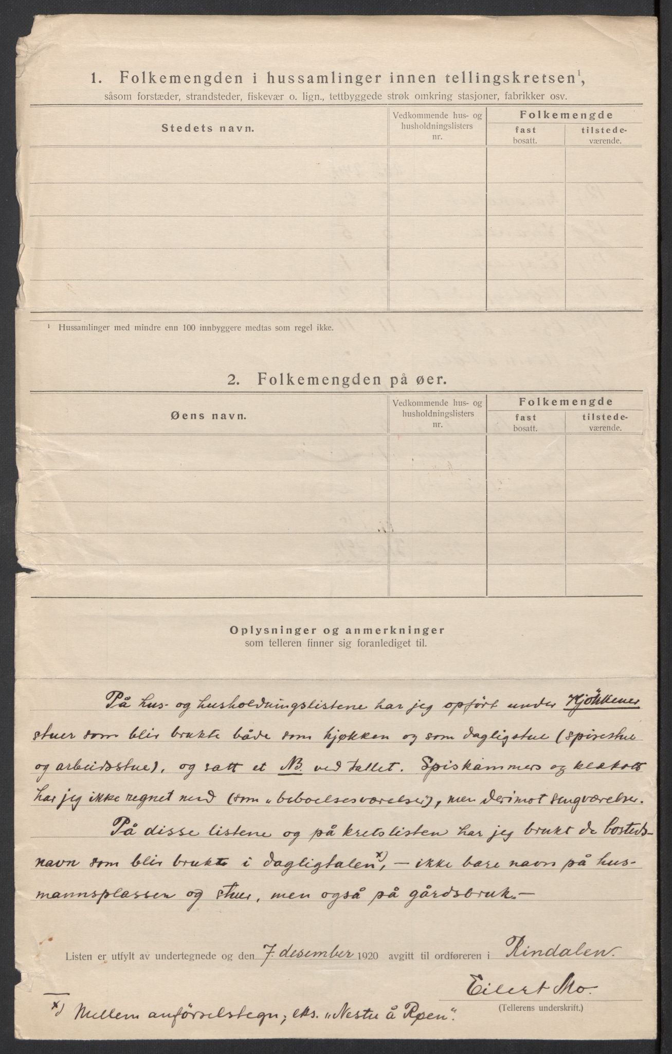 SAT, 1920 census for Rindal, 1920, p. 11