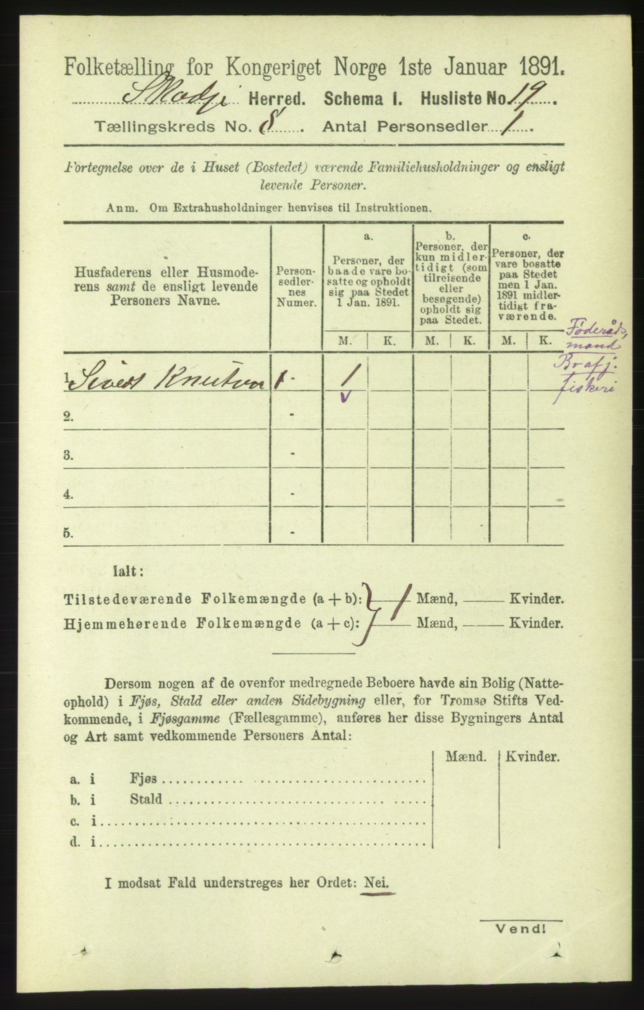 RA, 1891 census for 1529 Skodje, 1891, p. 1682