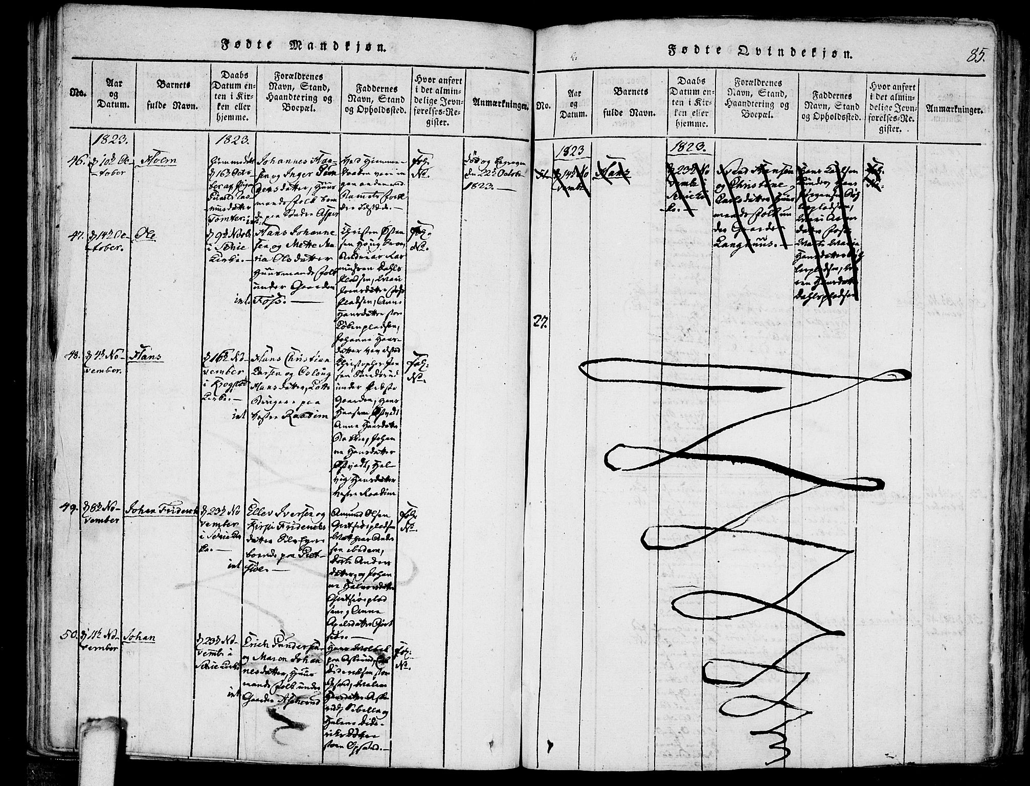 Kråkstad prestekontor Kirkebøker, AV/SAO-A-10125a/F/Fa/L0003: Parish register (official) no. I 3, 1813-1824, p. 85