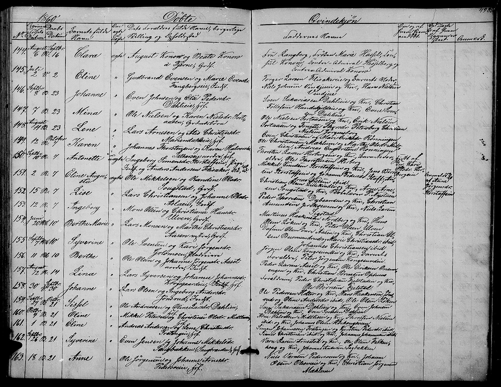 Ringsaker prestekontor, AV/SAH-PREST-014/L/La/L0006: Parish register (copy) no. 6, 1851-1860, p. 498