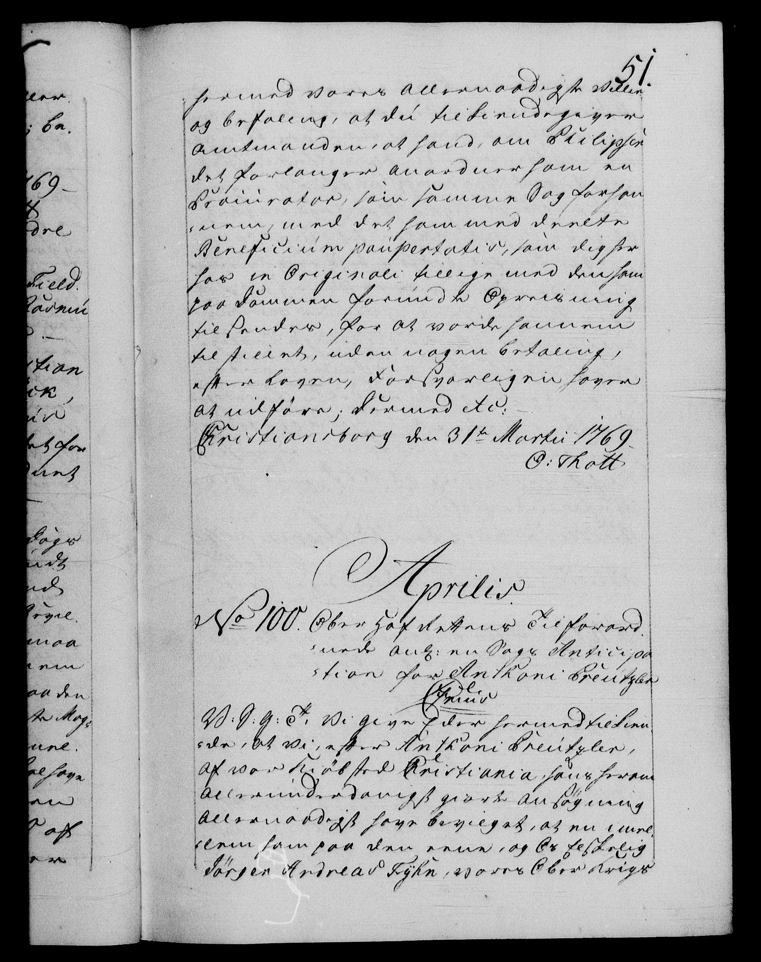 Danske Kanselli 1572-1799, AV/RA-EA-3023/F/Fc/Fca/Fcab/L0039: Norske tegnelser, 1769-1771, p. 51a
