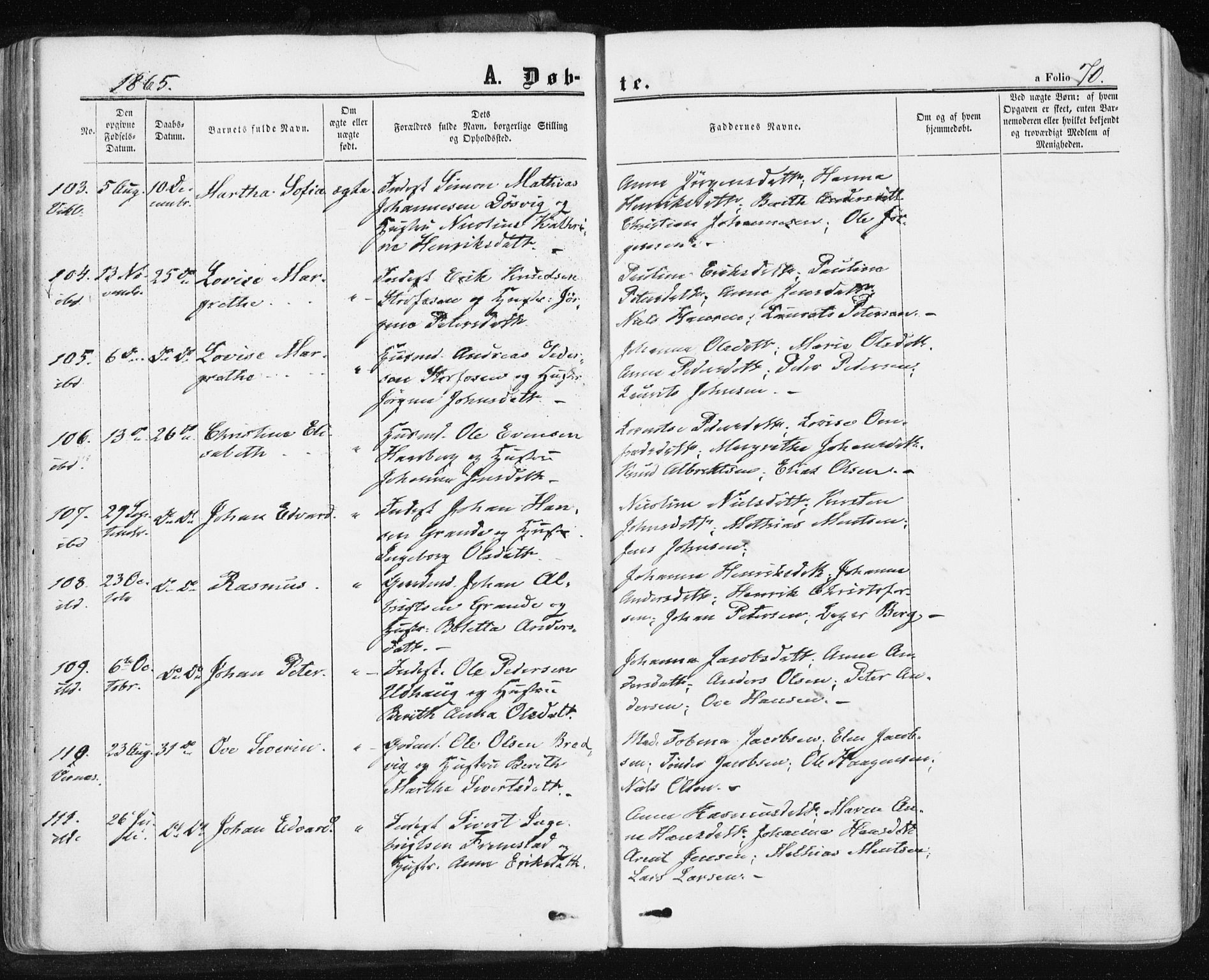 Ministerialprotokoller, klokkerbøker og fødselsregistre - Sør-Trøndelag, SAT/A-1456/659/L0737: Parish register (official) no. 659A07, 1857-1875, p. 70