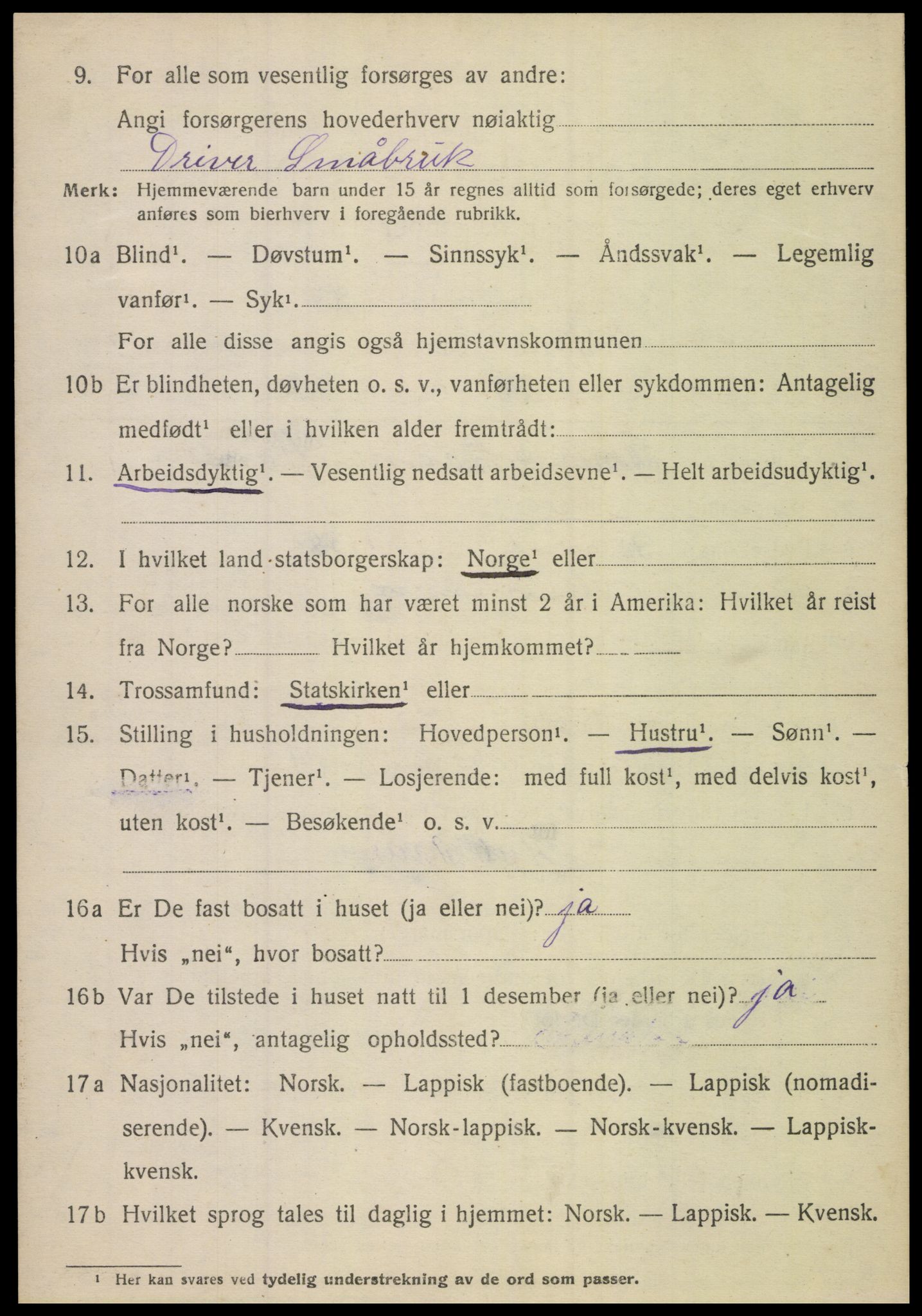 SAT, 1920 census for Sørfold, 1920, p. 5170