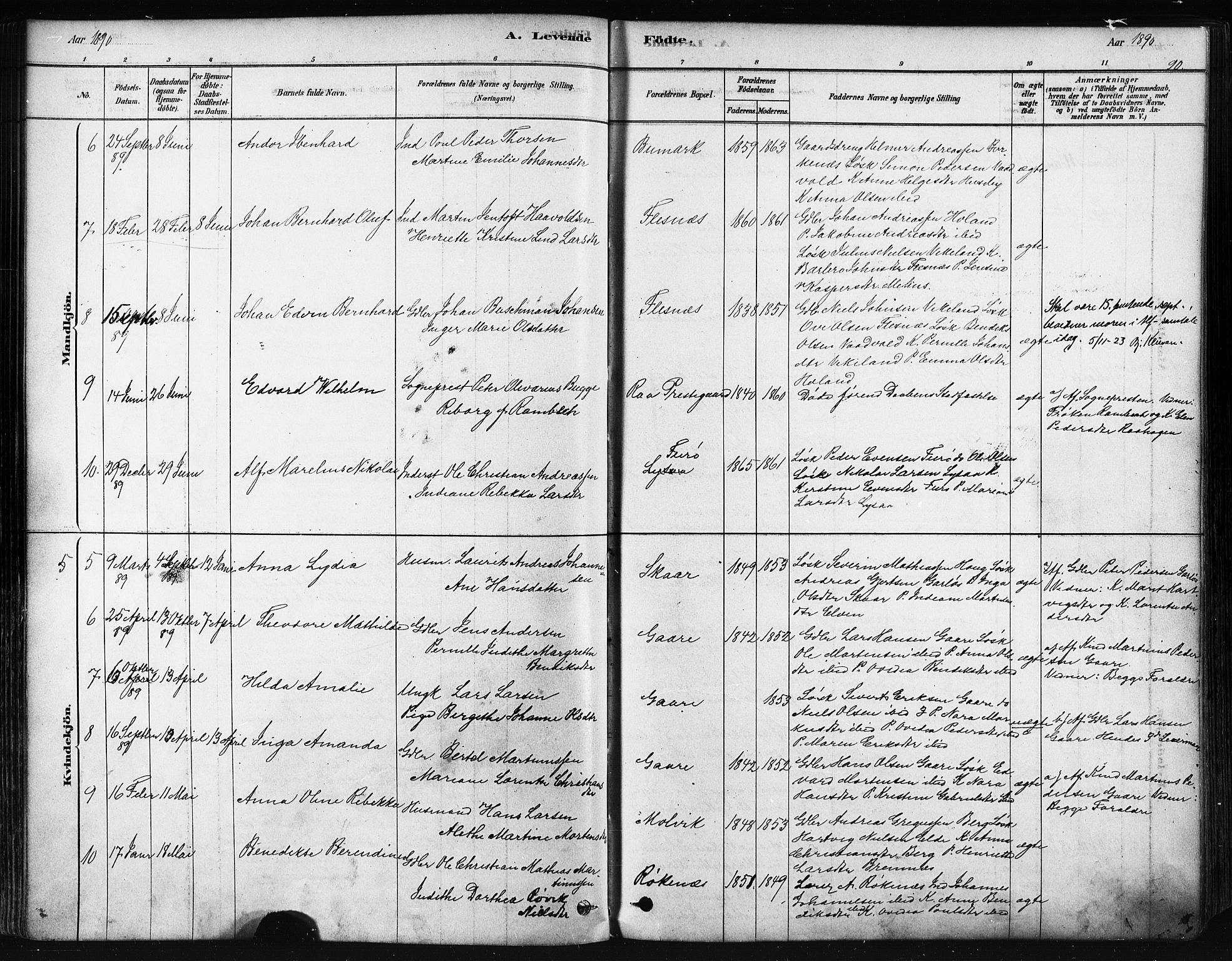Kvæfjord sokneprestkontor, AV/SATØ-S-1323/G/Ga/Gaa/L0005kirke: Parish register (official) no. 5, 1878-1894, p. 90