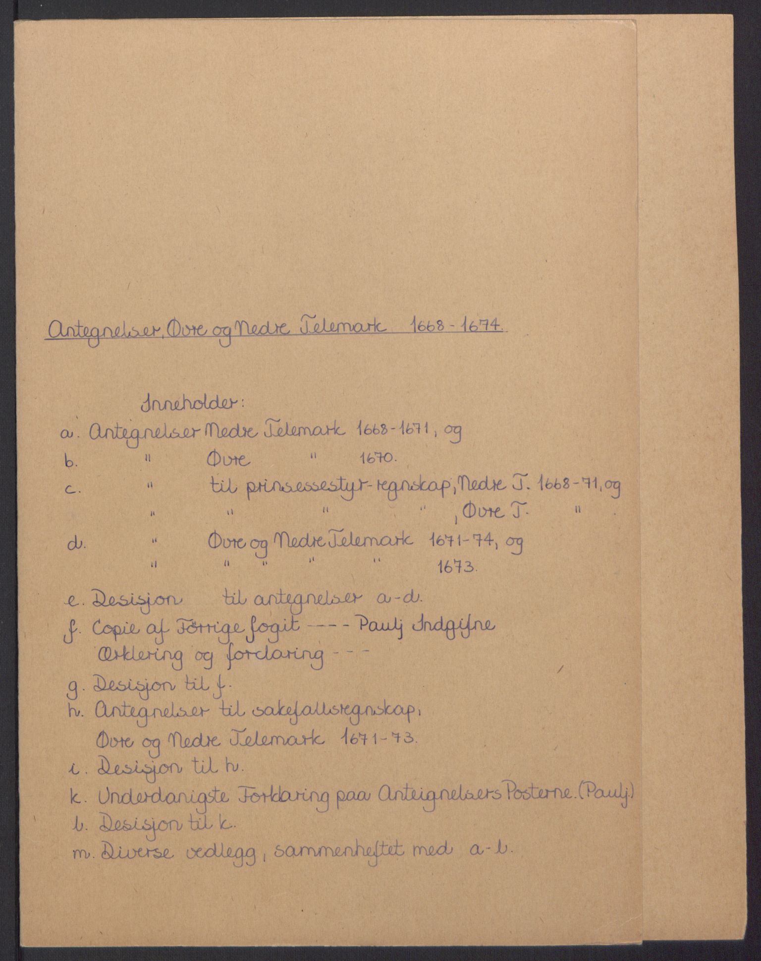 Rentekammeret inntil 1814, Reviderte regnskaper, Fogderegnskap, RA/EA-4092/R35/L2062: Fogderegnskap Øvre og Nedre Telemark, 1674, p. 2