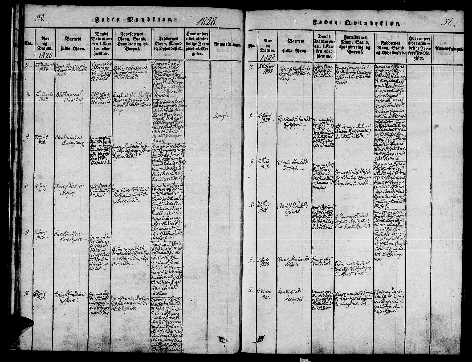 Ministerialprotokoller, klokkerbøker og fødselsregistre - Møre og Romsdal, AV/SAT-A-1454/539/L0528: Parish register (official) no. 539A01, 1818-1847, p. 50-51