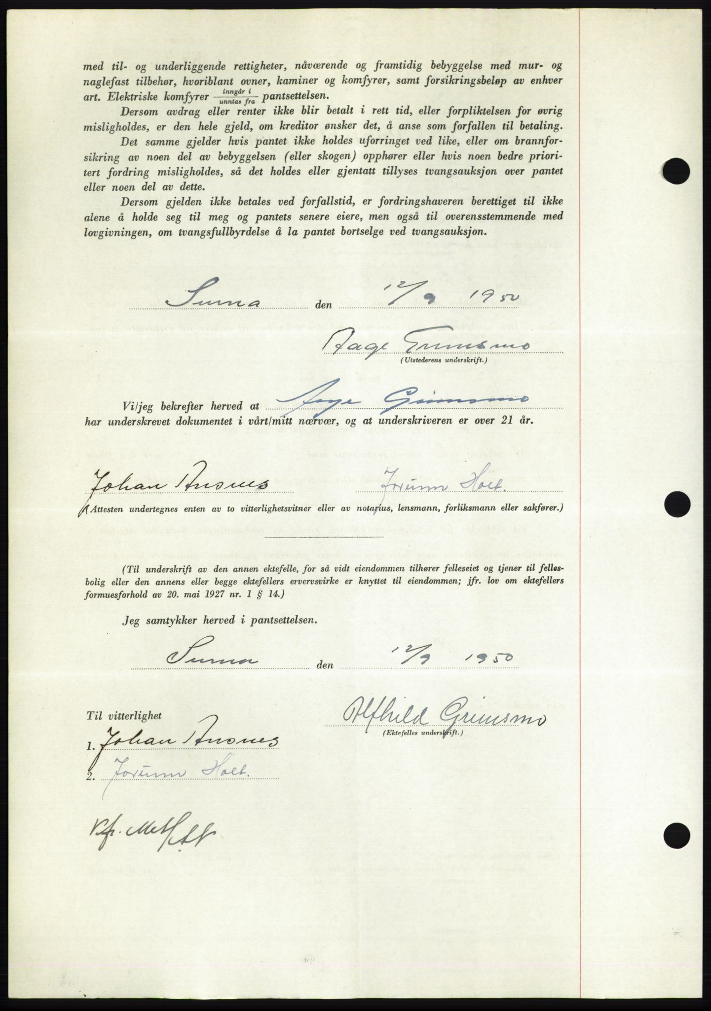 Nordmøre sorenskriveri, AV/SAT-A-4132/1/2/2Ca: Mortgage book no. B106, 1950-1950, Diary no: : 3137/1950