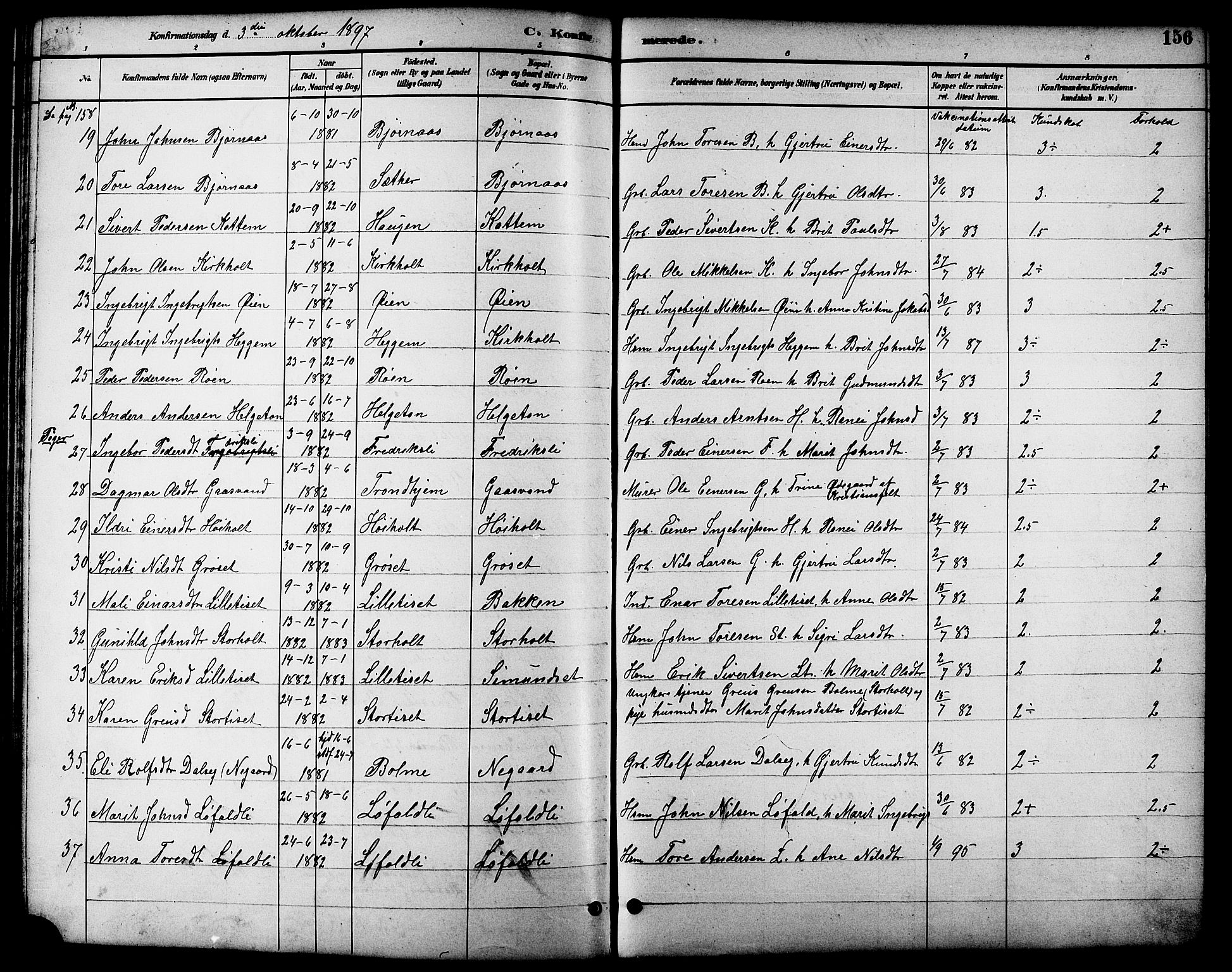 Ministerialprotokoller, klokkerbøker og fødselsregistre - Møre og Romsdal, AV/SAT-A-1454/598/L1078: Parish register (copy) no. 598C03, 1892-1909, p. 156