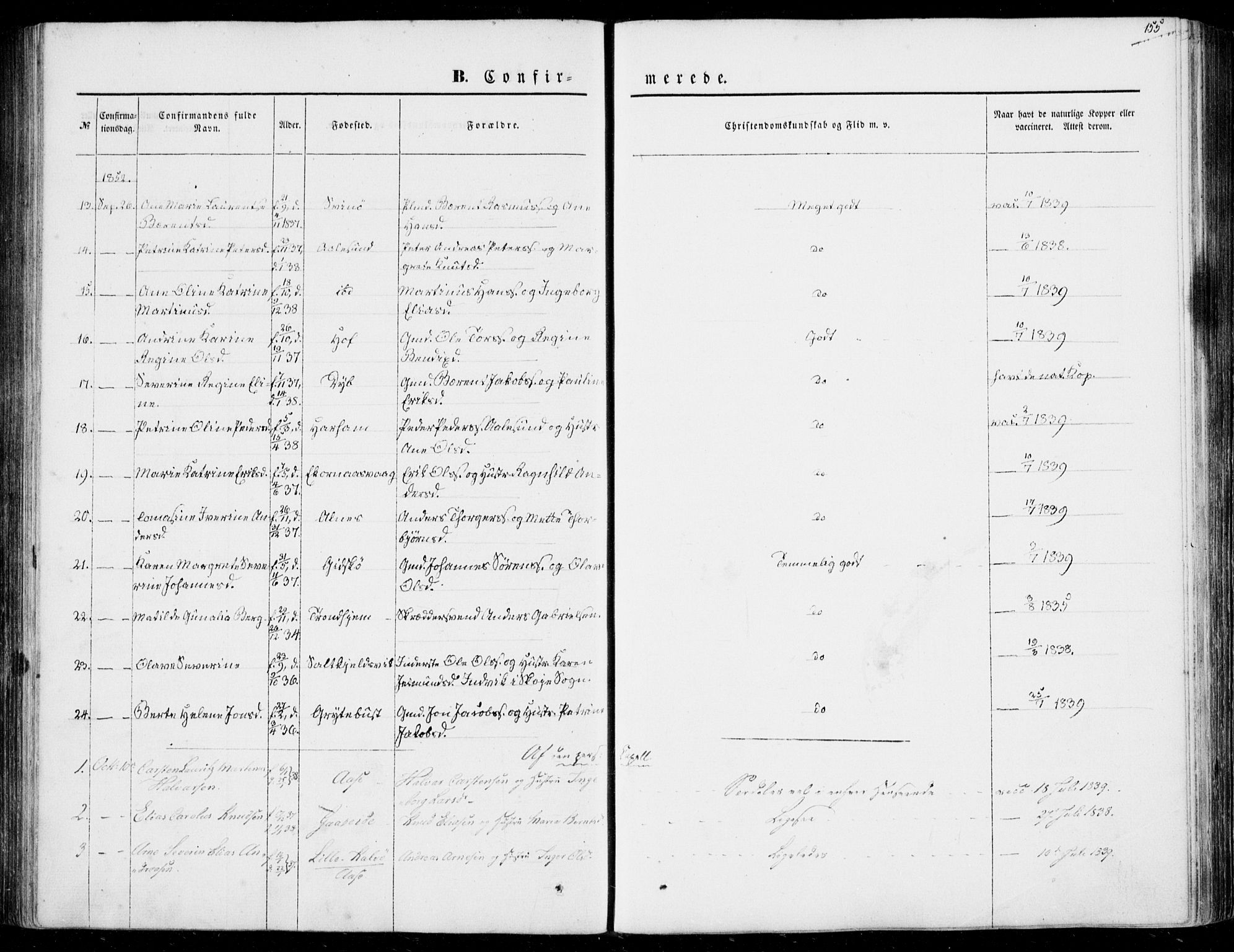 Ministerialprotokoller, klokkerbøker og fødselsregistre - Møre og Romsdal, AV/SAT-A-1454/528/L0397: Parish register (official) no. 528A08, 1848-1858, p. 155