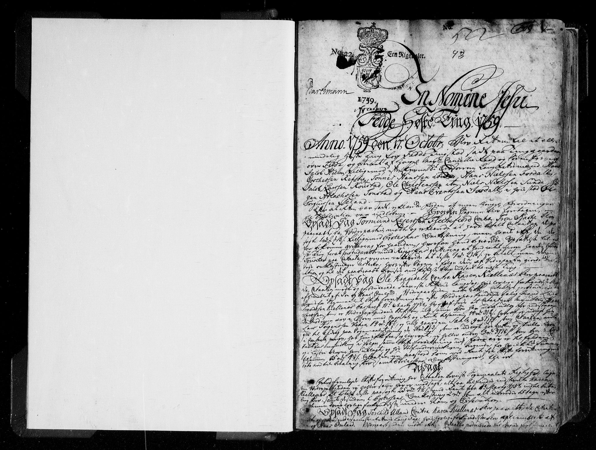 Lister sorenskriveri, AV/SAK-1221-0003/F/Fa/L0060: Tingbok nr 60, 1759-1763, p. 0b-1a