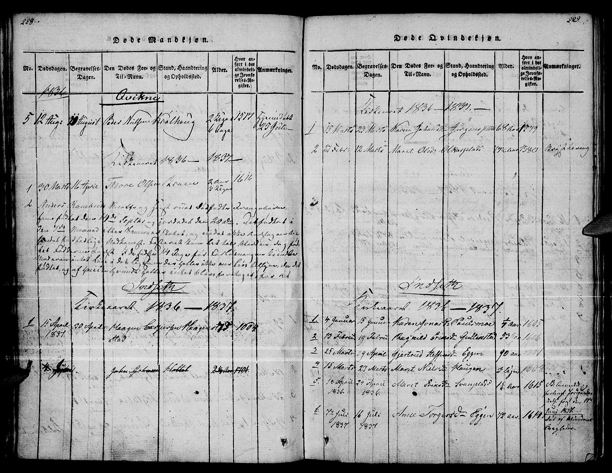 Kvikne prestekontor, SAH/PREST-064/H/Ha/Haa/L0004: Parish register (official) no. 4, 1815-1840, p. 228-229
