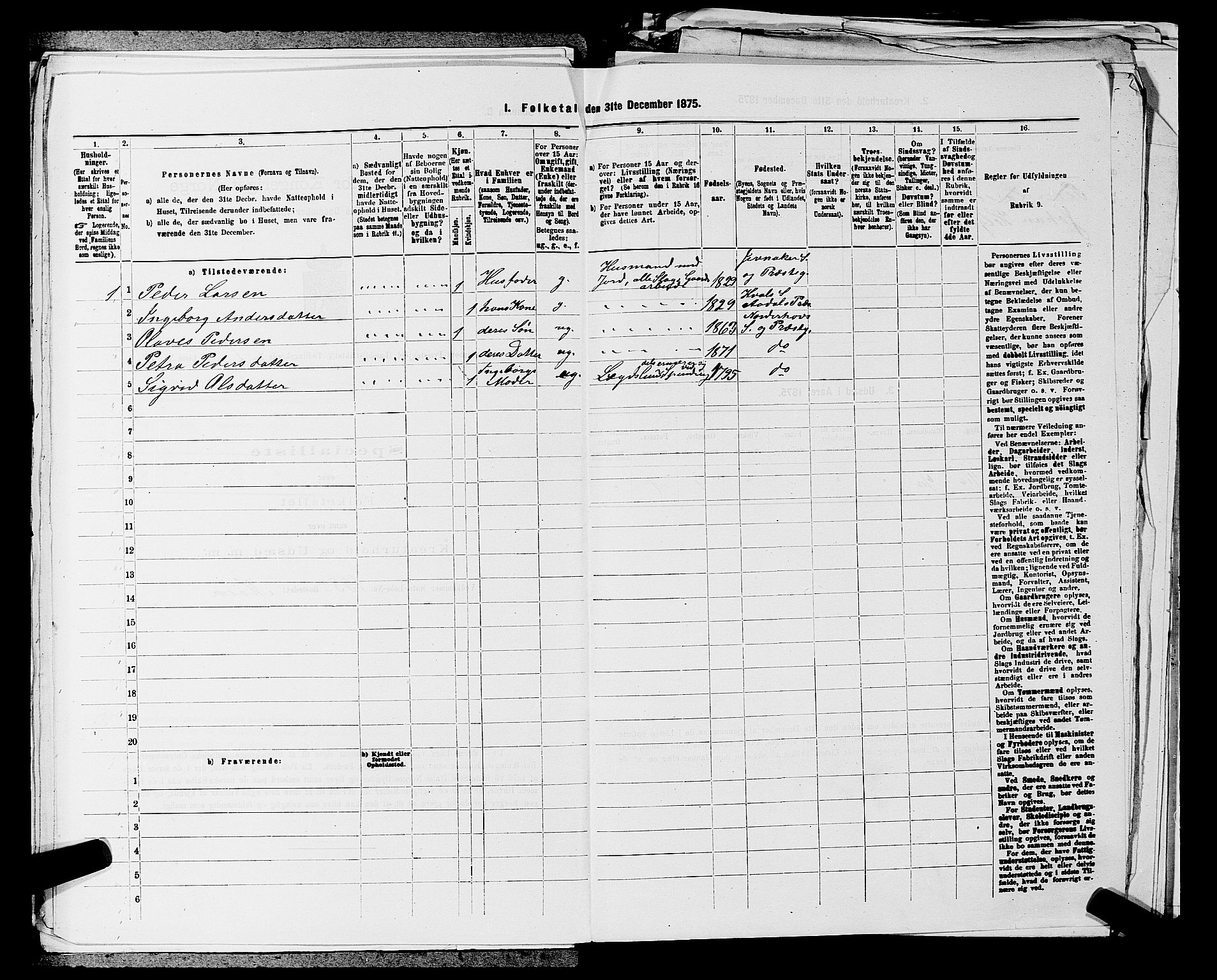 SAKO, 1875 census for 0613L Norderhov/Norderhov, Haug og Lunder, 1875, p. 1487