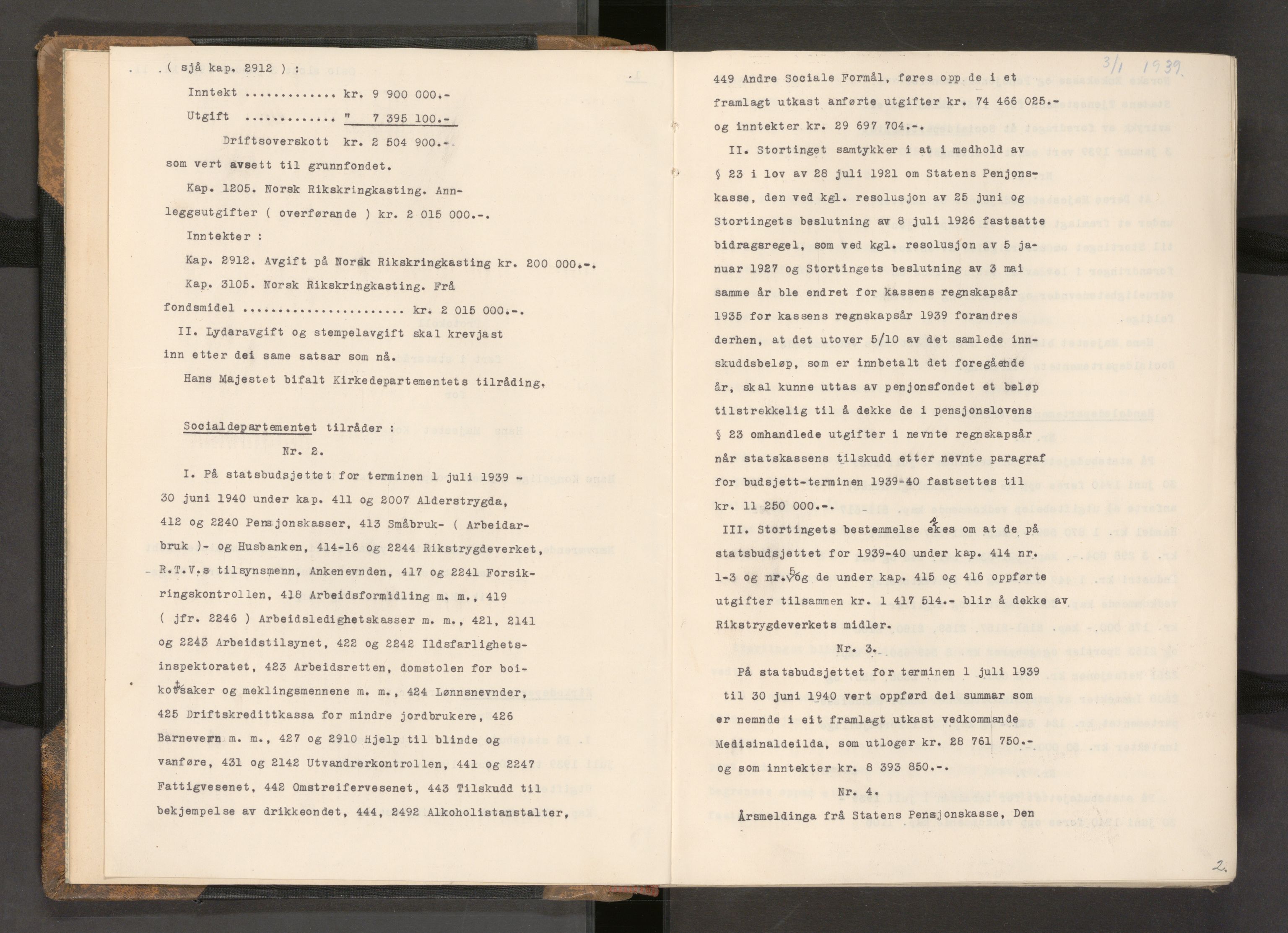 Statsrådssekretariatet, RA/S-1001/A/Ac/L0118: Kgl. res. nr. 1-1815, 1939