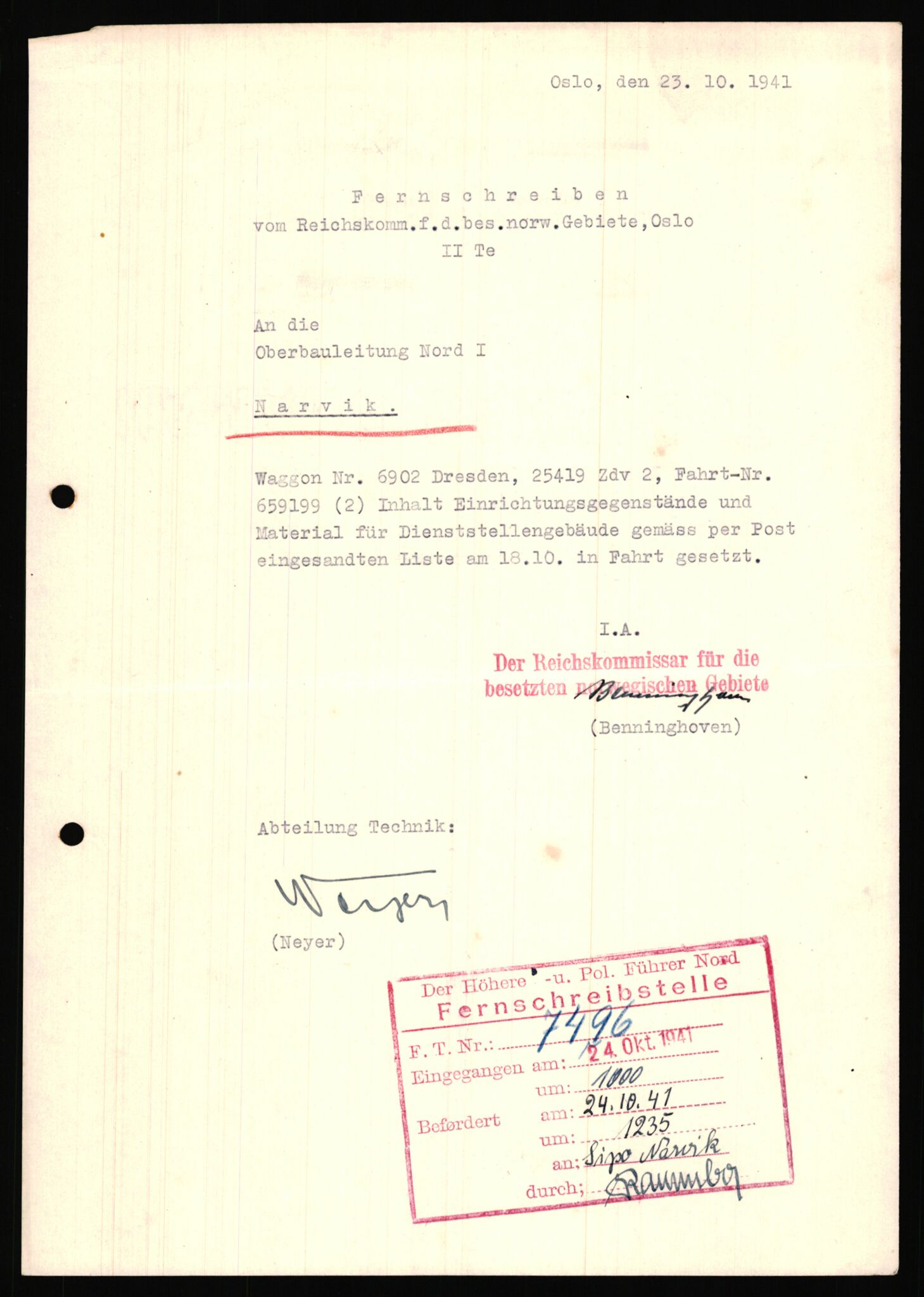 Tyske arkiver, Organisation Todt (OT), Einsatzgruppe Wiking, AV/RA-RAFA-2188/2/B/Bb/L0006: Korrespondanse med Kriegsmarine, 1940-1941, p. 12