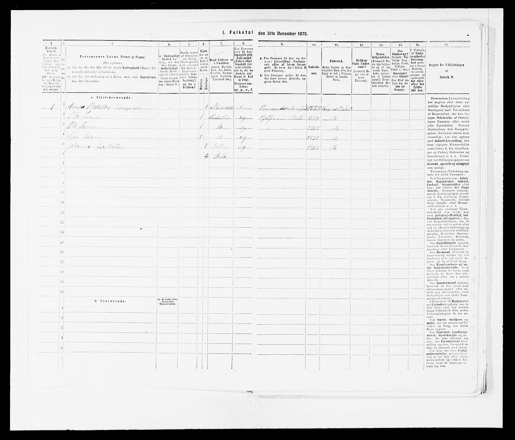 SAB, 1875 census for 1418P Balestrand, 1875, p. 641