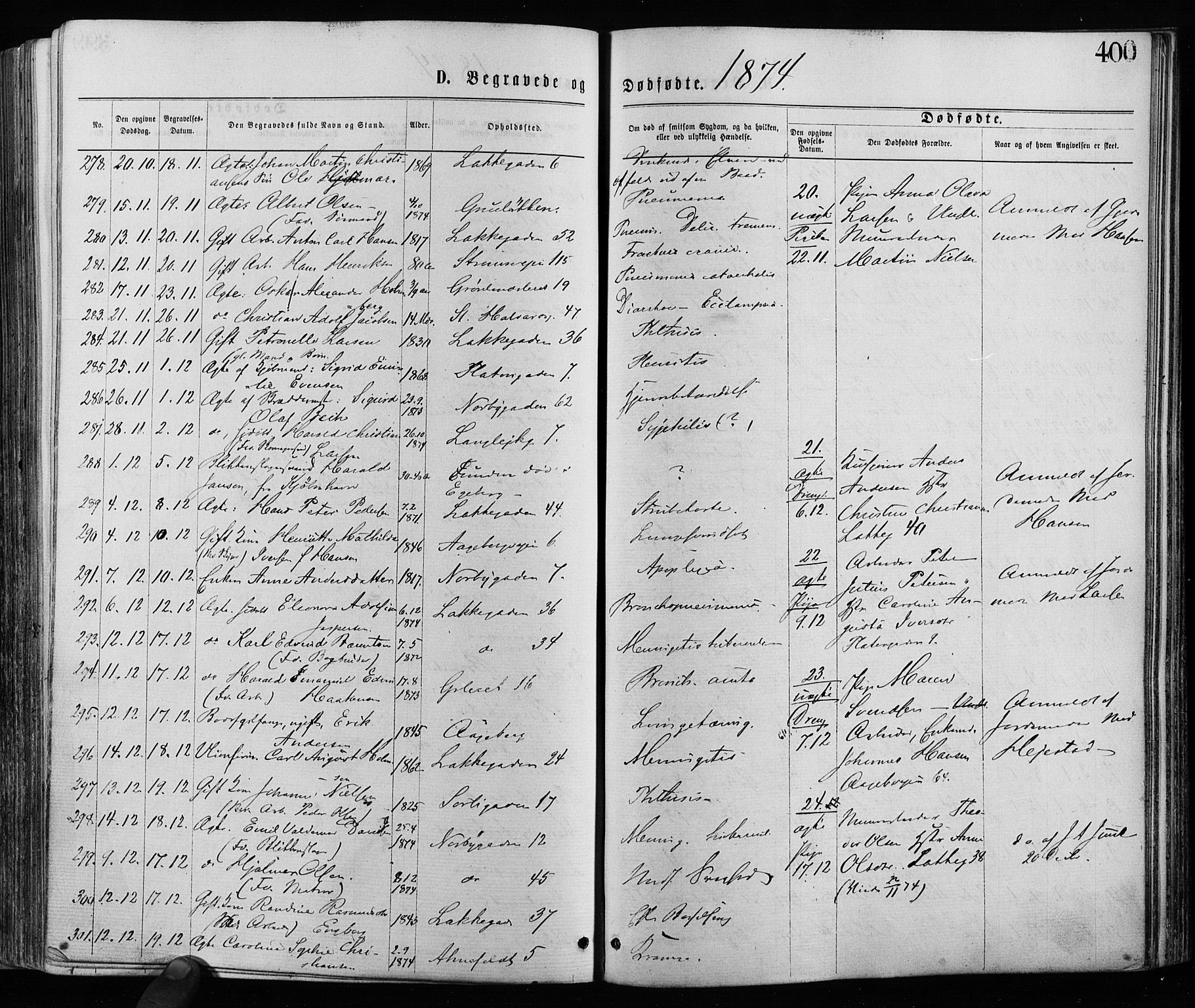 Grønland prestekontor Kirkebøker, SAO/A-10848/F/Fa/L0005: Parish register (official) no. 5, 1869-1880, p. 400