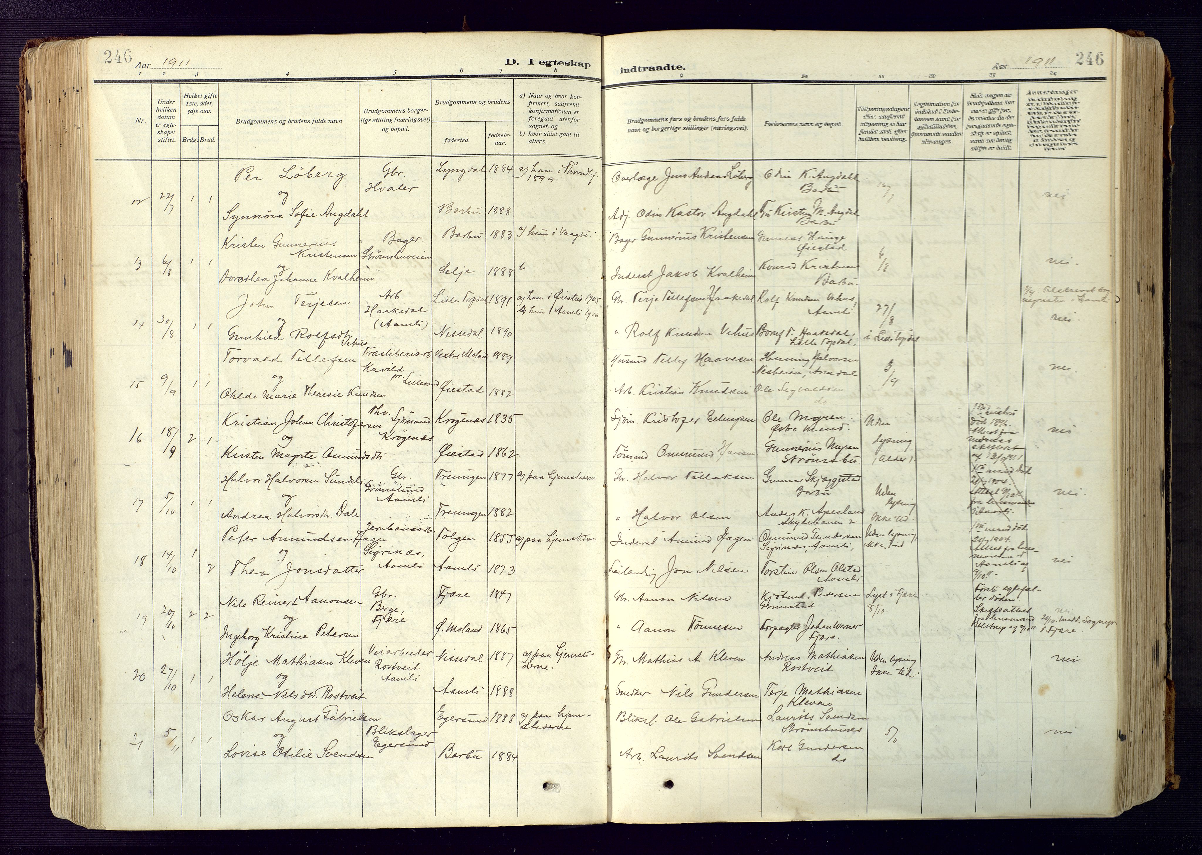 Barbu sokneprestkontor, SAK/1111-0003/F/Fa/L0006: Parish register (official) no. A 6, 1910-1929, p. 246