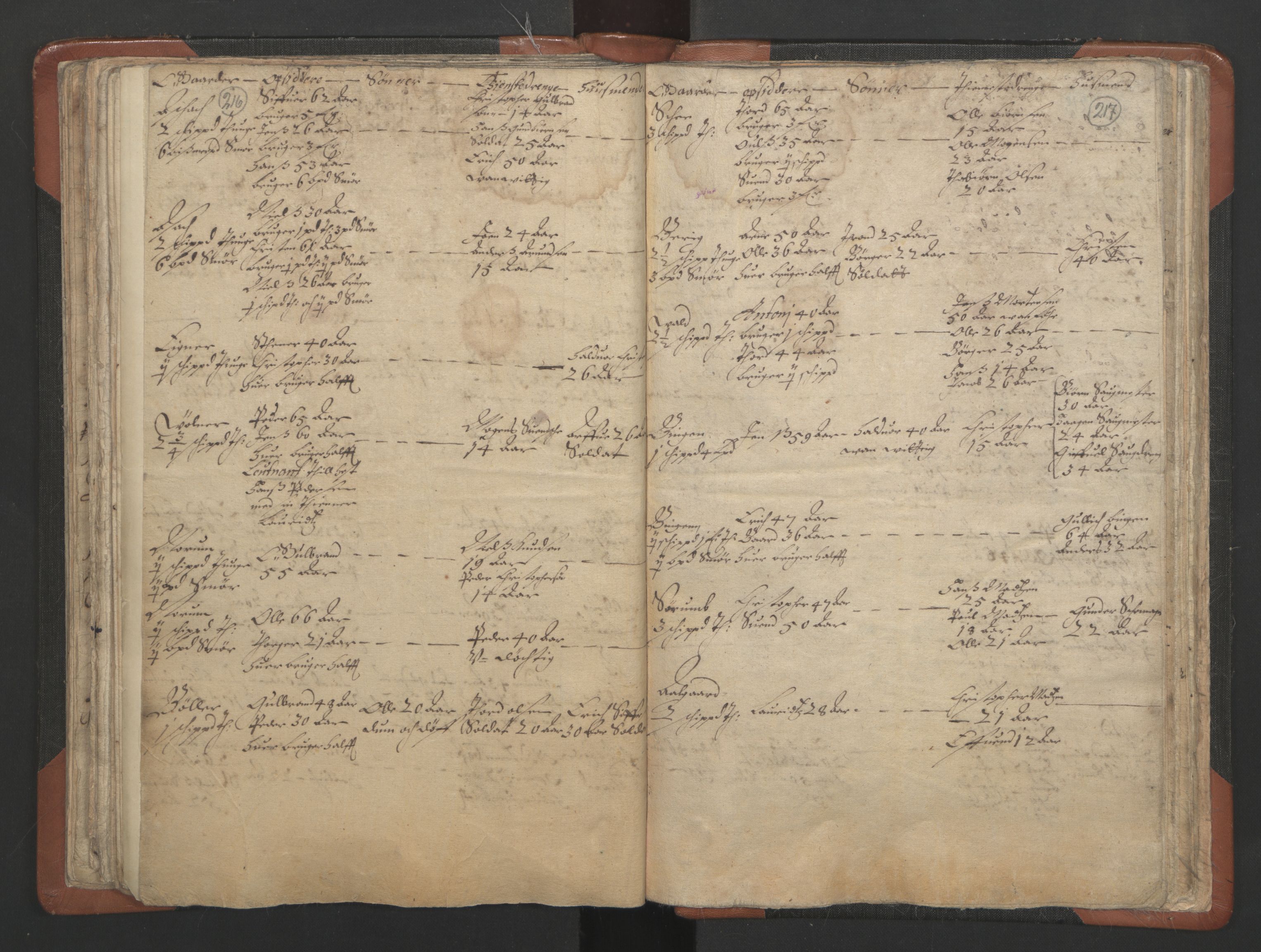 RA, Vicar's Census 1664-1666, no. 3: Nedre Romerike deanery, 1664-1666, p. 216-217