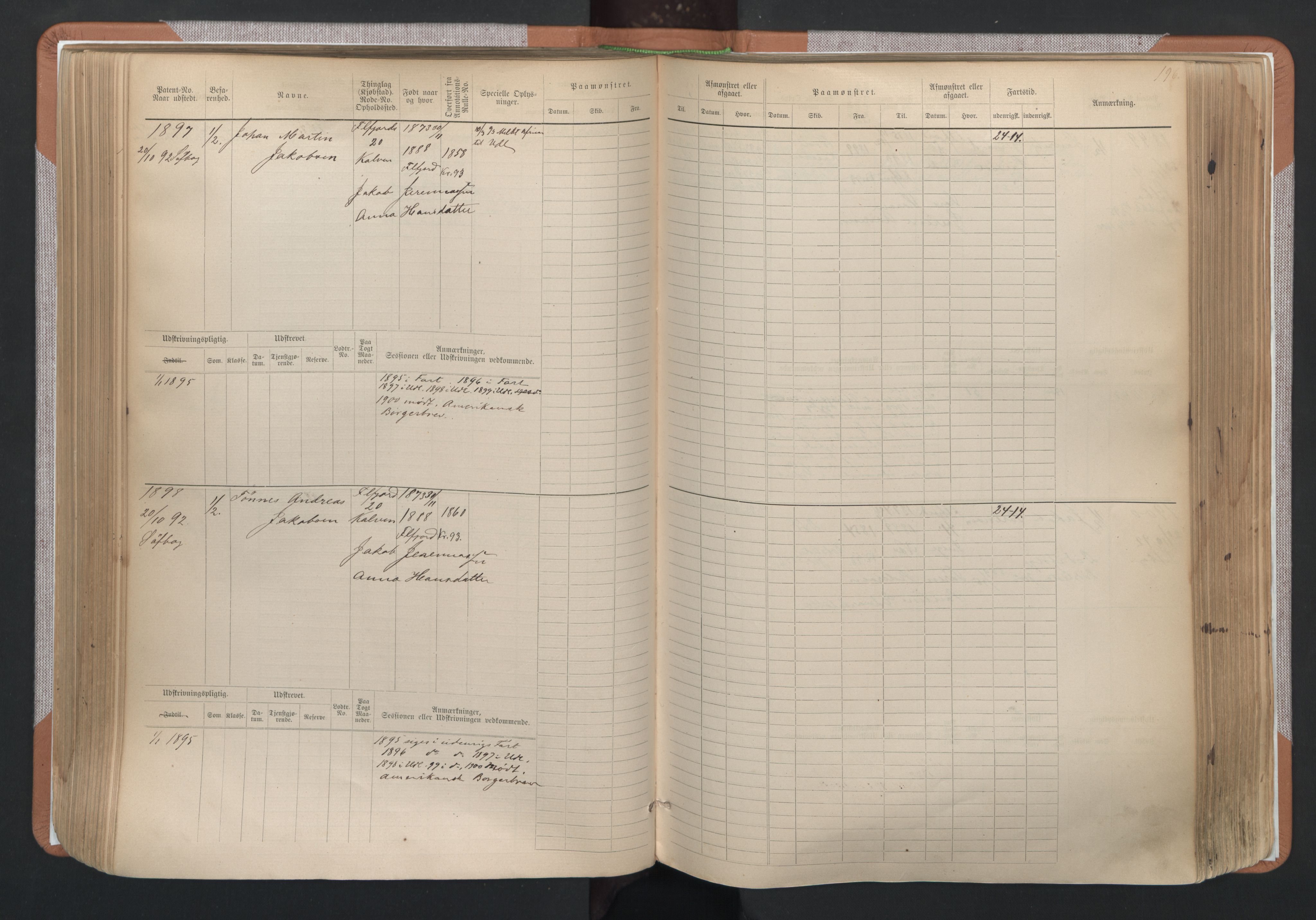 Flekkefjord mønstringskrets, SAK/2031-0018/F/Fb/L0003: Hovedrulle nr 1515-2326, N-6, 1885-1934, p. 198