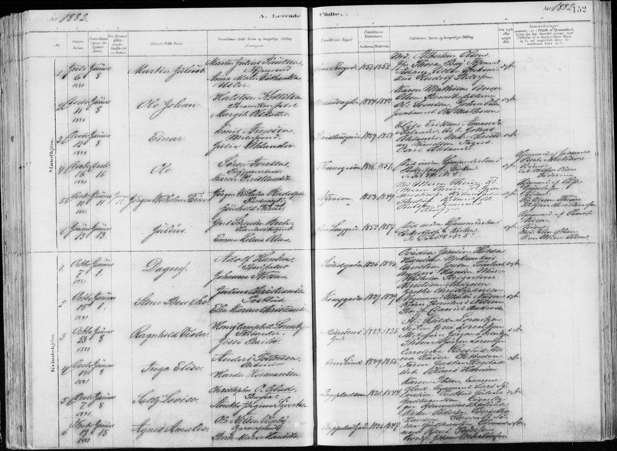Bragernes kirkebøker, SAKO/A-6/F/Fb/L0006a: Parish register (official) no. II 6A, 1878-1885, p. 152