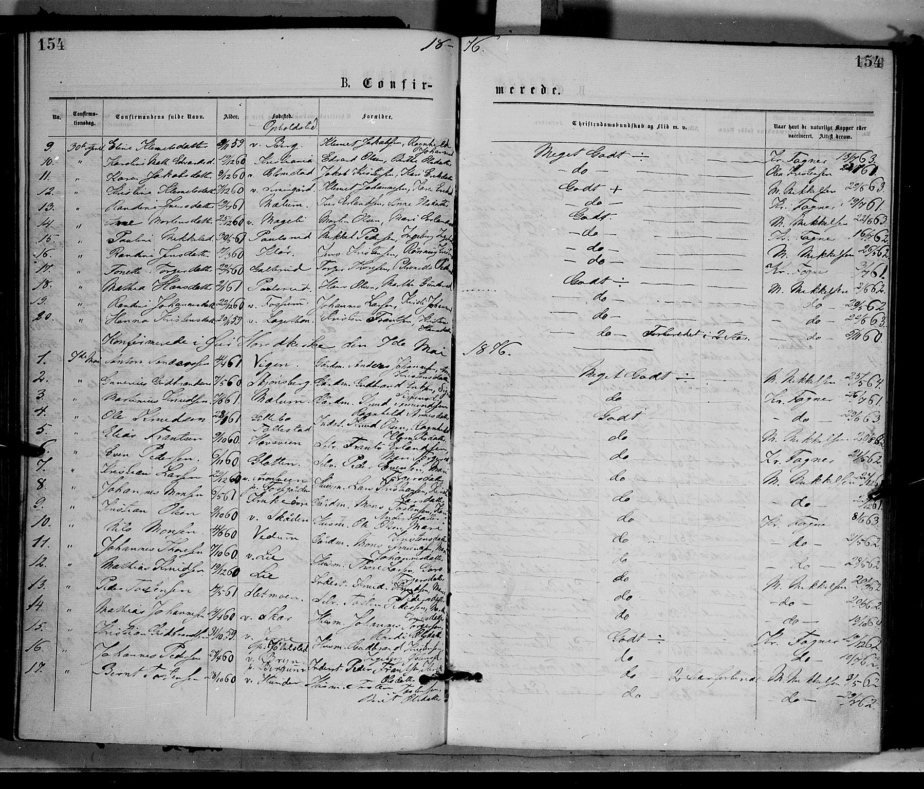 Øyer prestekontor, AV/SAH-PREST-084/H/Ha/Haa/L0007: Parish register (official) no. 7, 1875-1878, p. 154