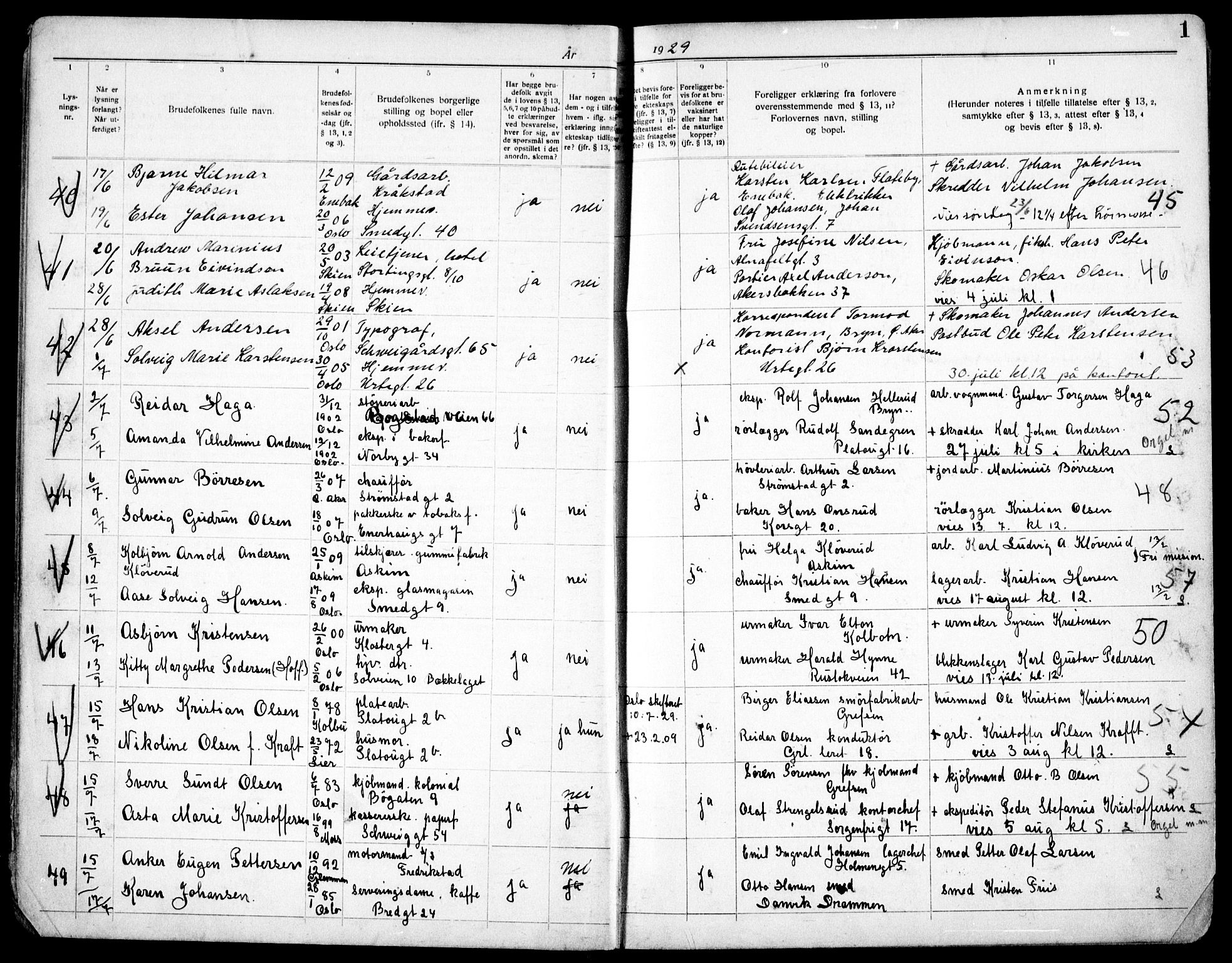 Grønland prestekontor Kirkebøker, SAO/A-10848/H/Ha/L0003: Banns register no. 3, 1929-1939, p. 1