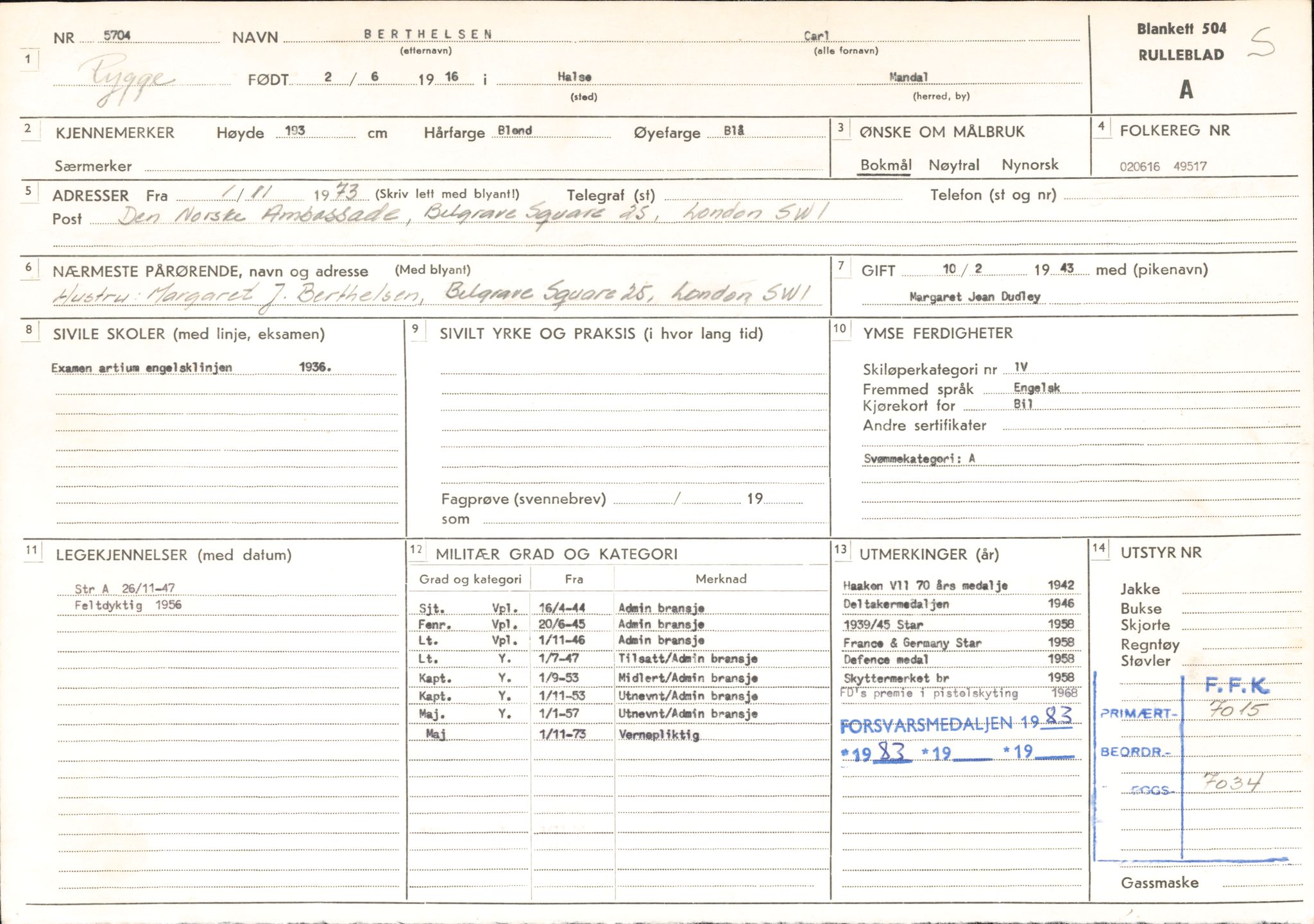 Forsvaret, Rygge hovedflystasjon, AV/RA-RAFA-2298/P/Pd/L0039: Andersen, Gunnar Bjarne - Coward, Christian - f. 1916, 1916, p. 356