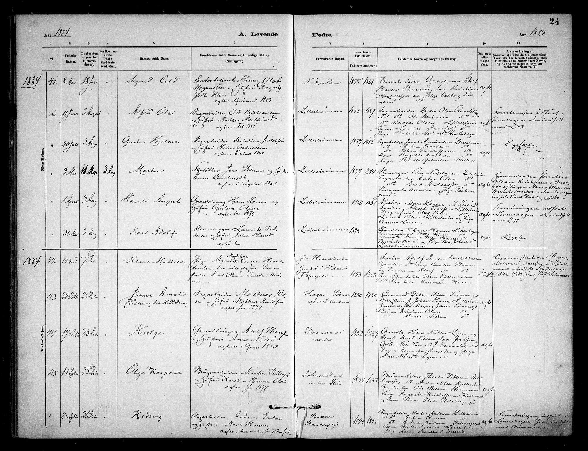 Skedsmo prestekontor Kirkebøker, SAO/A-10033a/F/Fa/L0013: Parish register (official) no. I 13, 1883-1891, p. 24