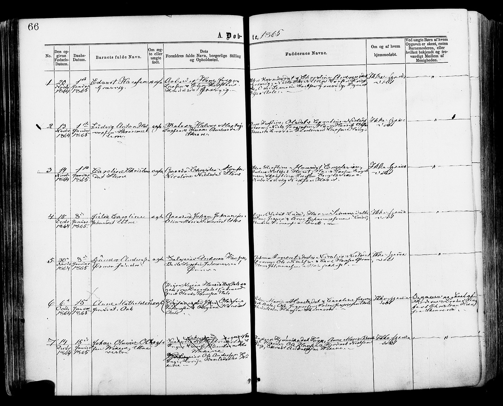 Onsøy prestekontor Kirkebøker, SAO/A-10914/F/Fa/L0004: Parish register (official) no. I 4, 1861-1877, p. 66