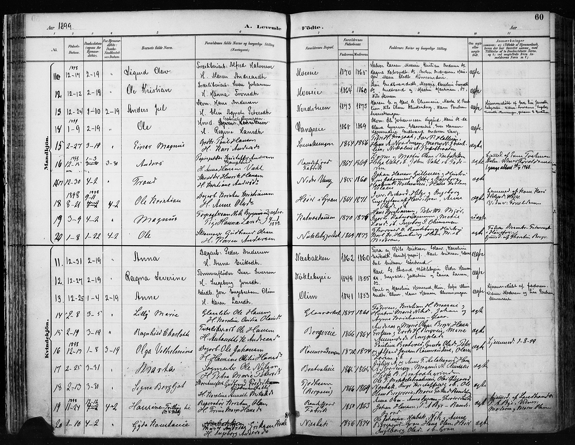 Jevnaker prestekontor, SAH/PREST-116/H/Ha/Haa/L0009: Parish register (official) no. 9, 1891-1901, p. 60