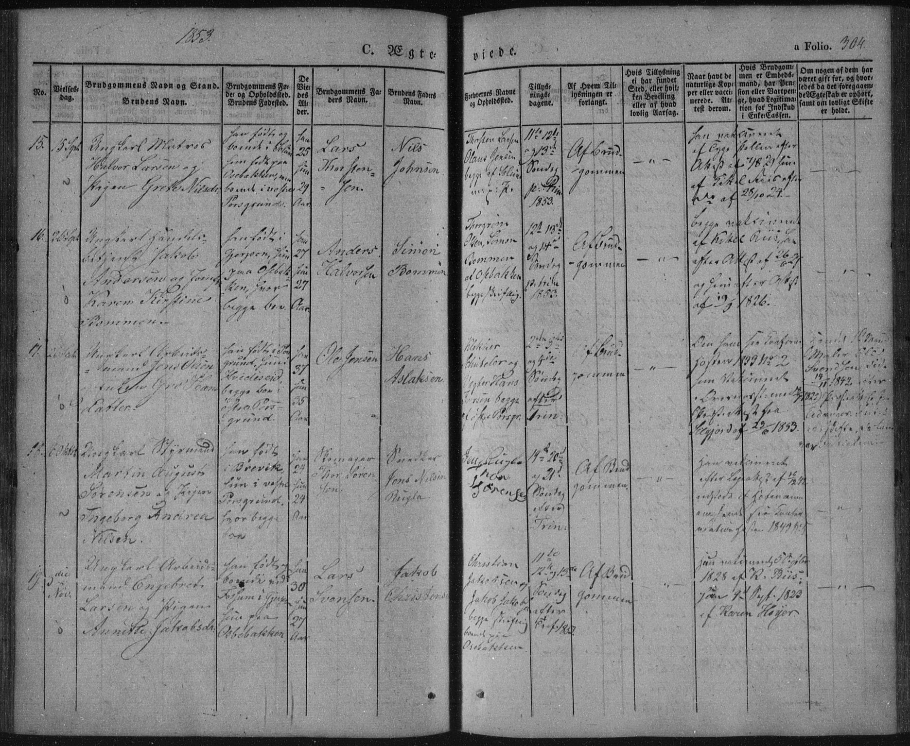 Porsgrunn kirkebøker , AV/SAKO-A-104/F/Fa/L0006: Parish register (official) no. 6, 1841-1857, p. 304