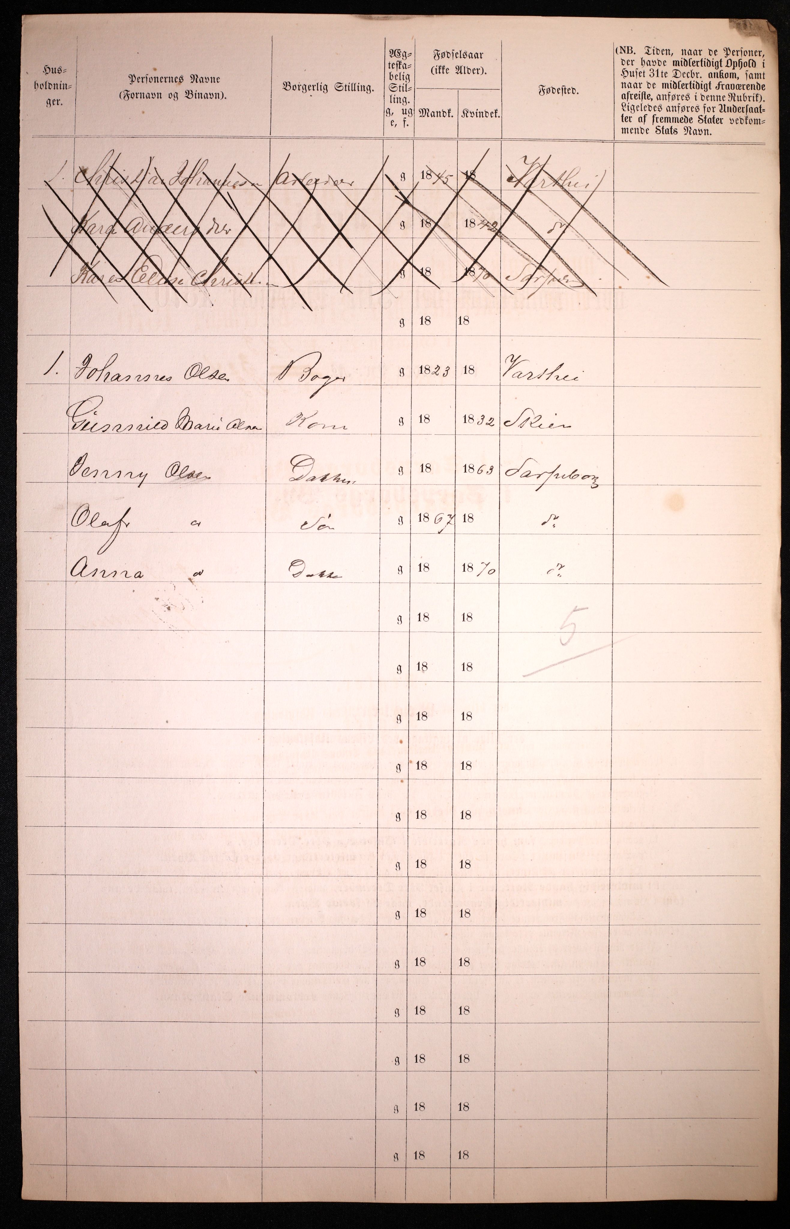 RA, 1870 census for 0102 Sarpsborg, 1870, p. 264