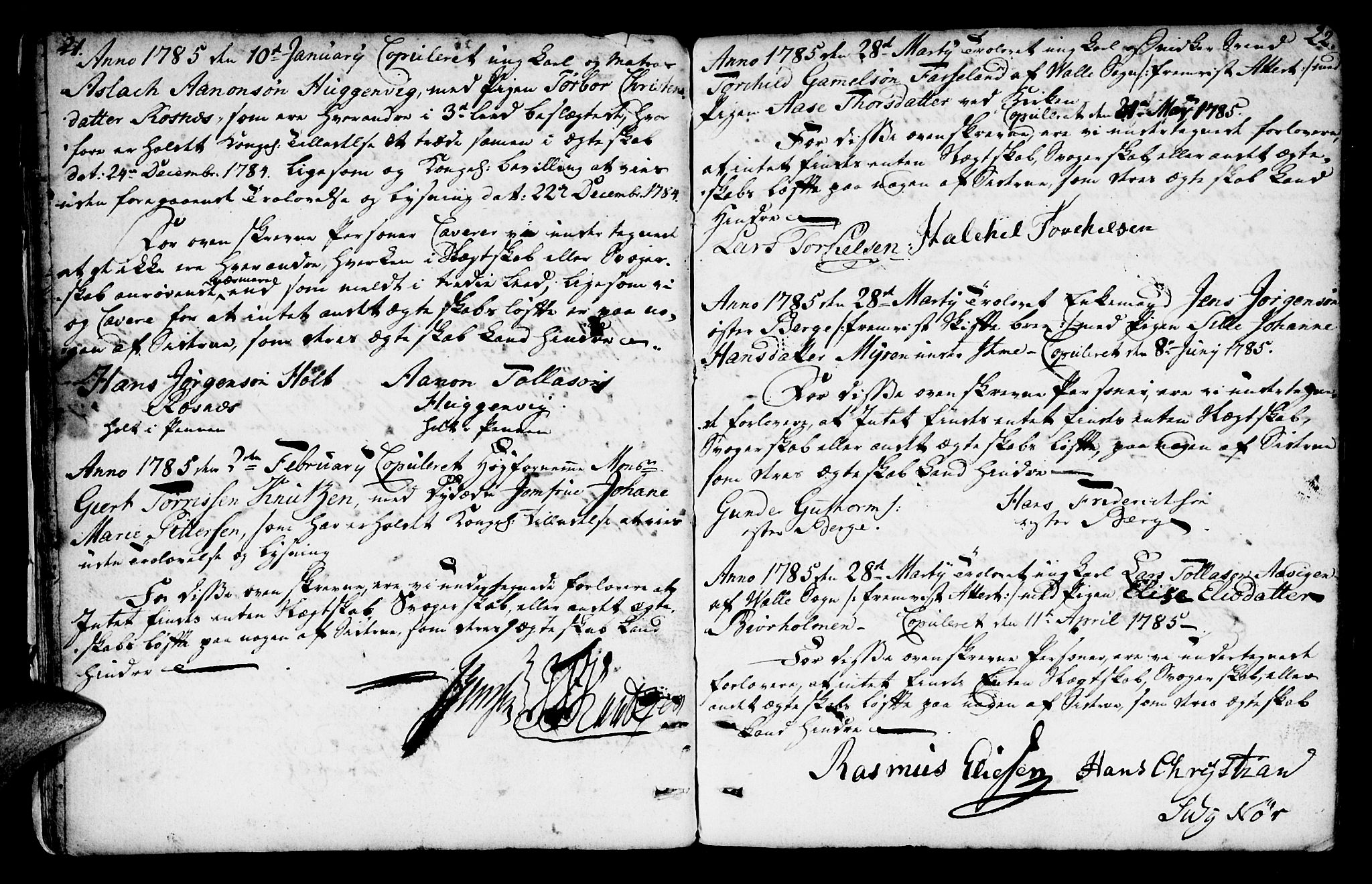 Mandal sokneprestkontor, AV/SAK-1111-0030/F/Fa/Faa/L0007: Parish register (official) no. A 7, 1783-1818, p. 21-22