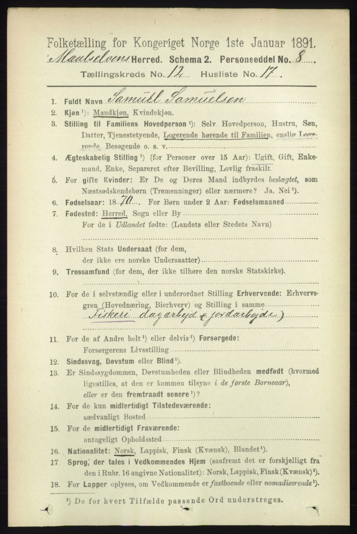 RA, 1891 census for 1924 Målselv, 1891, p. 3908