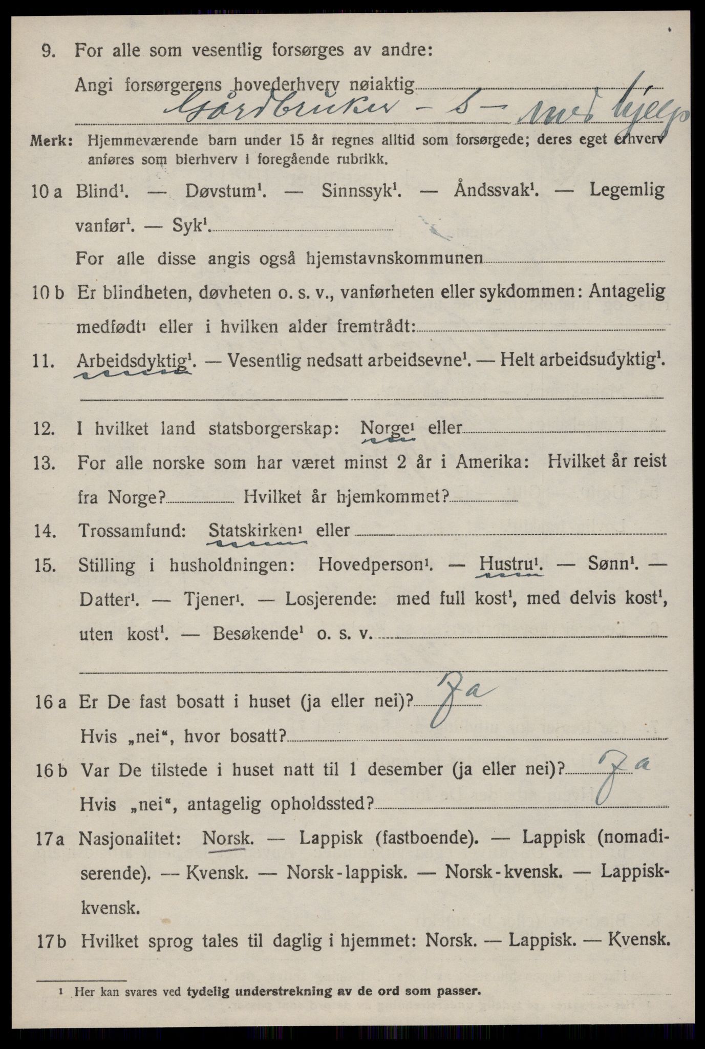 SAT, 1920 census for Byneset, 1920, p. 1575