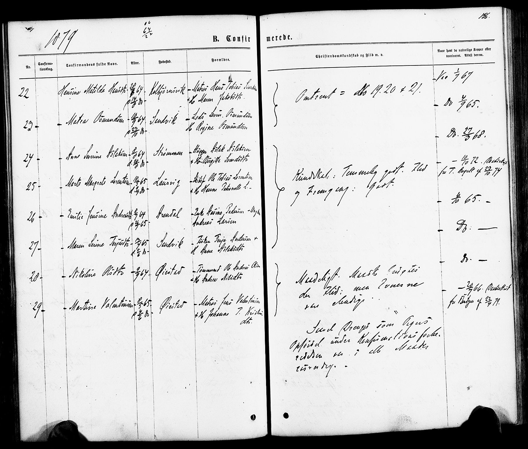 Hisøy sokneprestkontor, SAK/1111-0020/F/Fa/L0002: Parish register (official) no. A 2, 1872-1880, p. 156