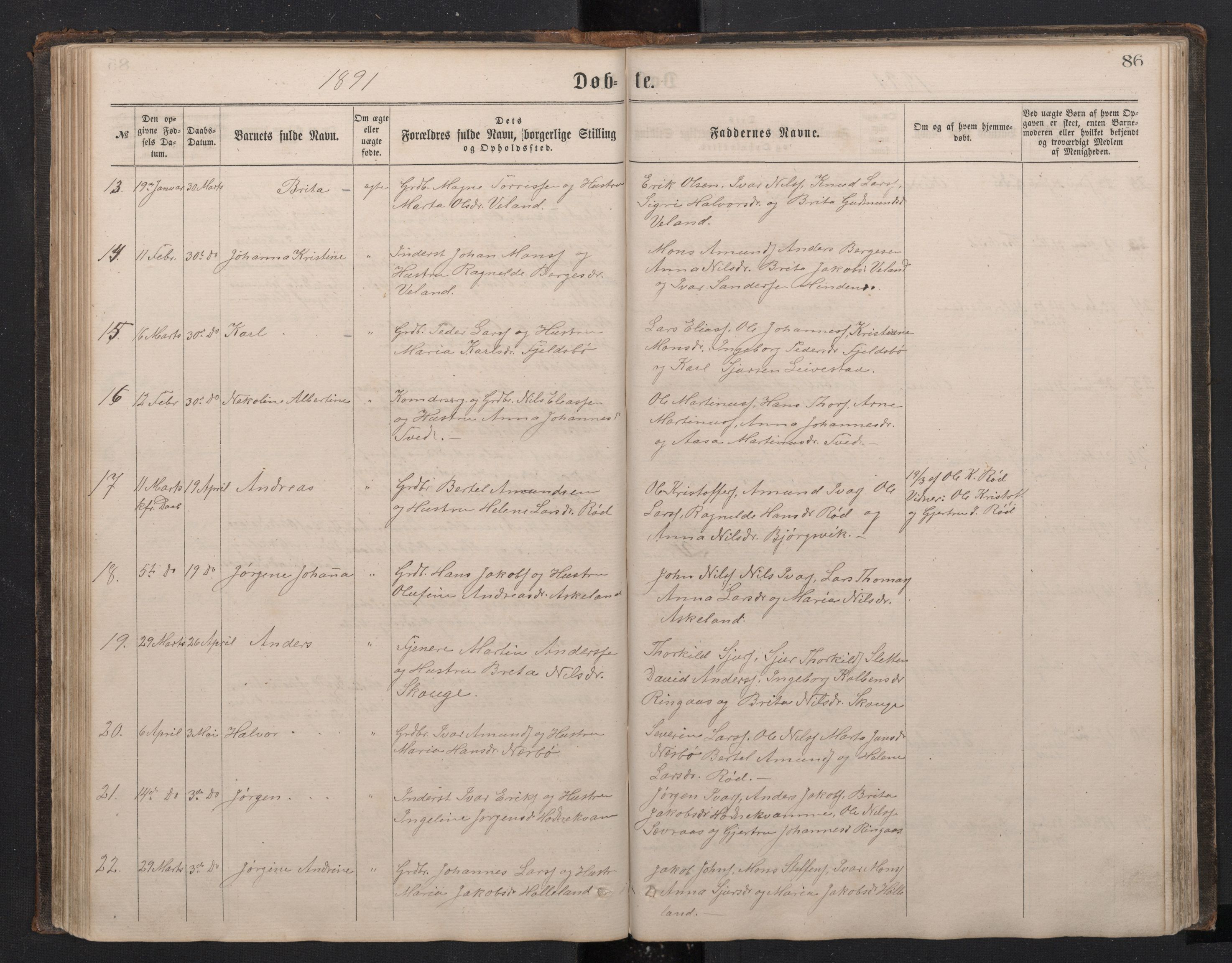 Lindås Sokneprestembete, SAB/A-76701/H/Hab: Parish register (copy) no. E 2, 1867-1892, p. 85b-86a
