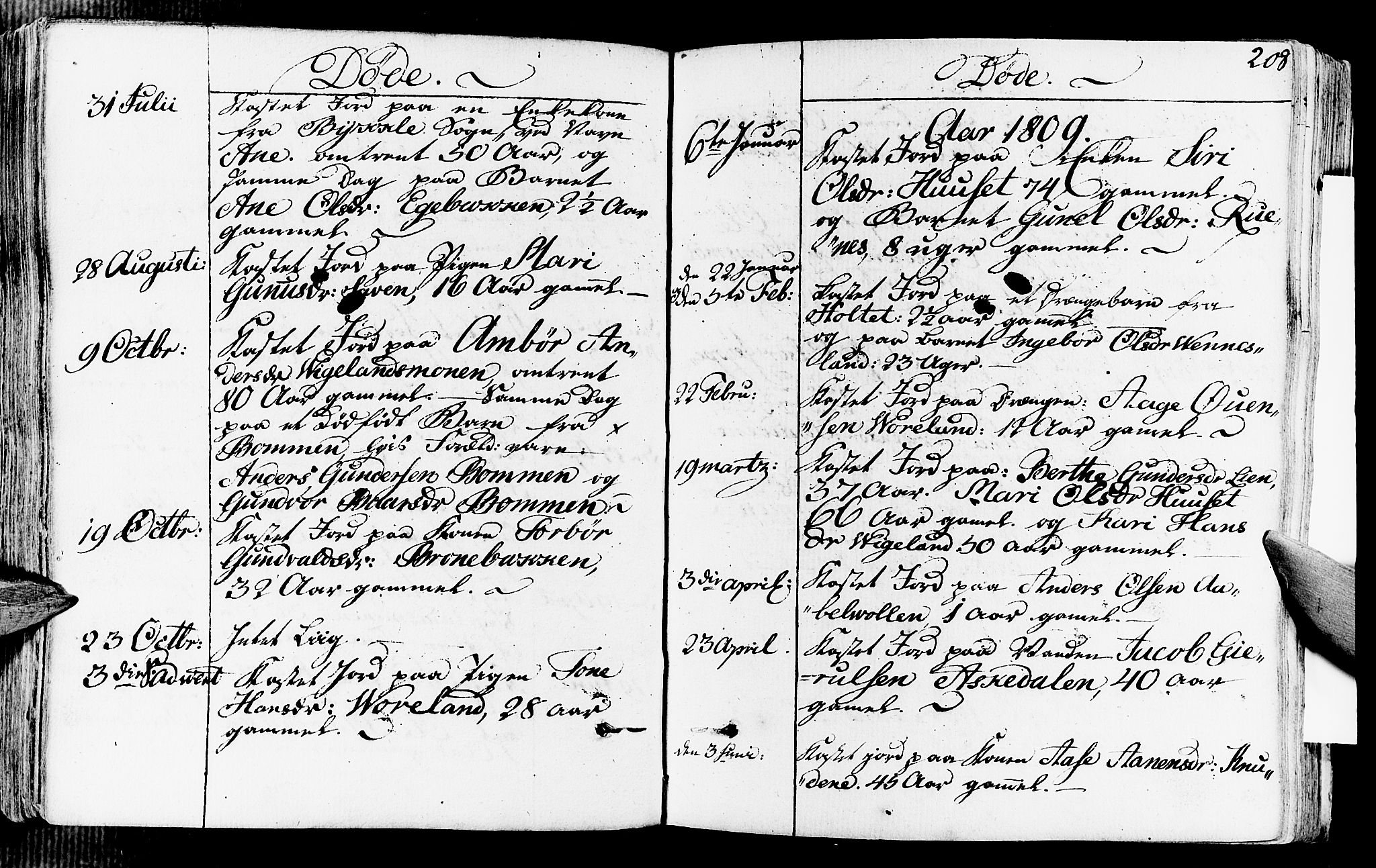 Vennesla sokneprestkontor, AV/SAK-1111-0045/Fa/Fab/L0002: Parish register (official) no. A 2, 1794-1834, p. 208